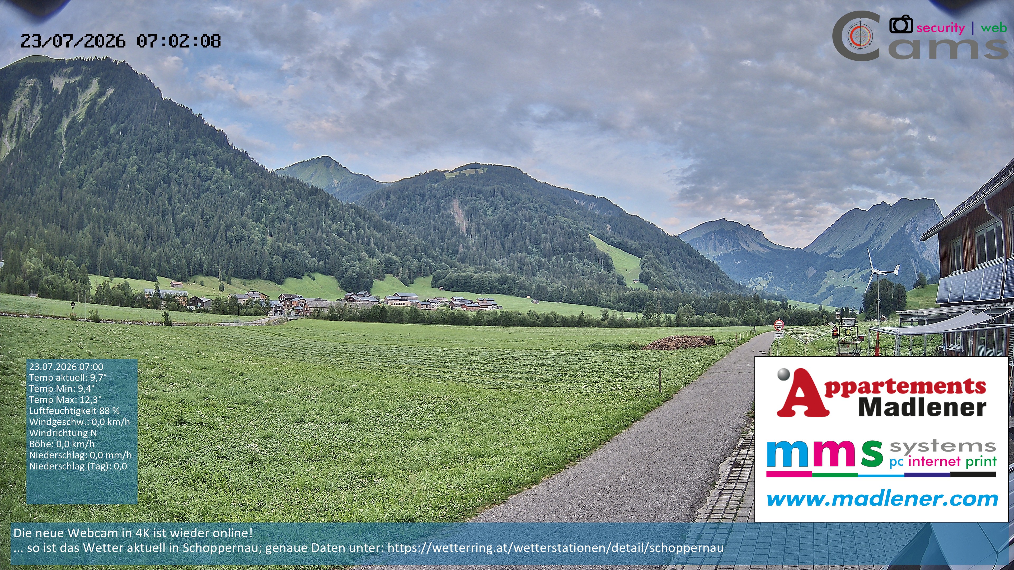 Archiv Foto Webcam Schoppernau Unterdorf im Bregenzerwald