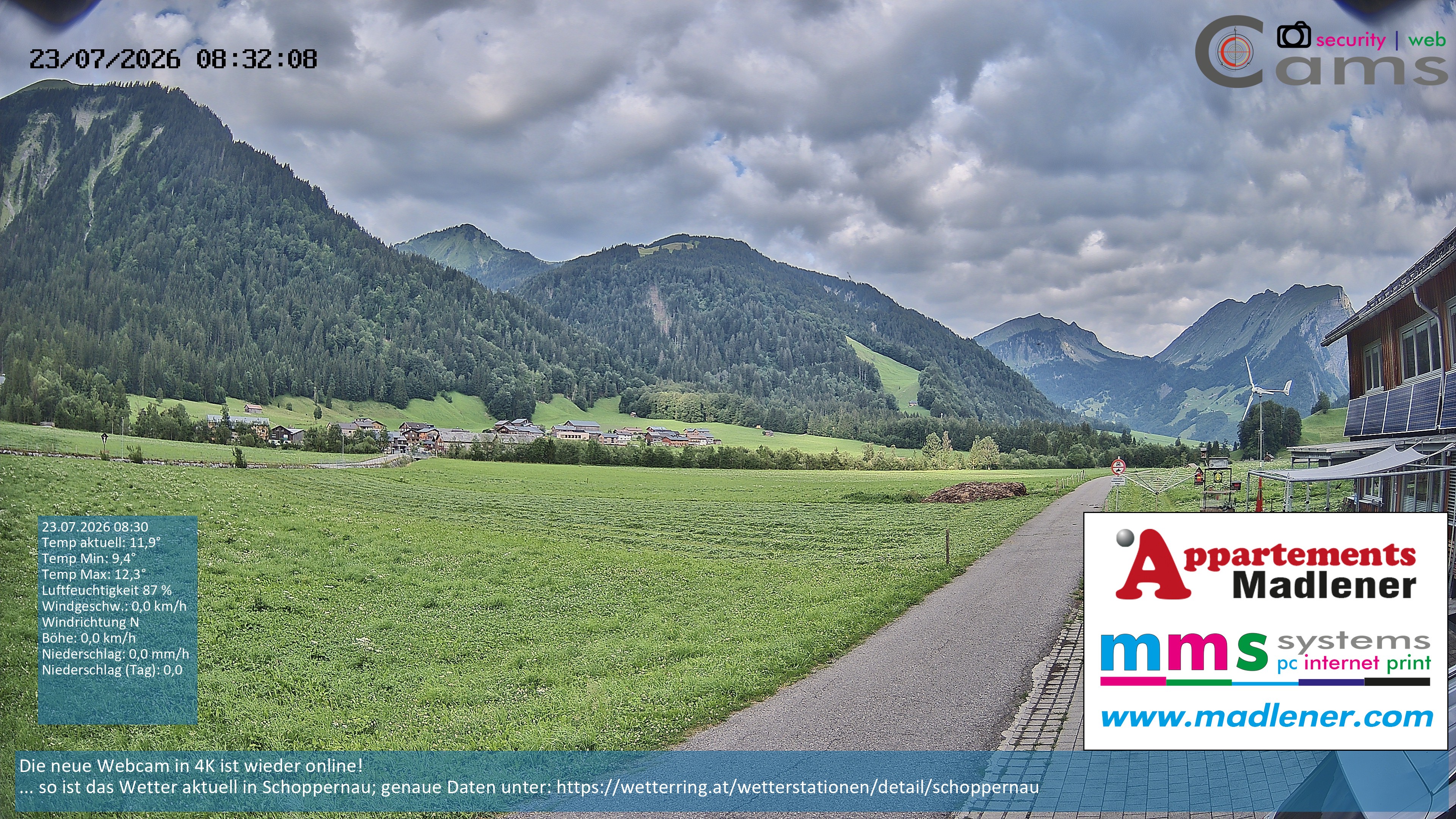 Archiv Foto Webcam Schoppernau Unterdorf im Bregenzerwald