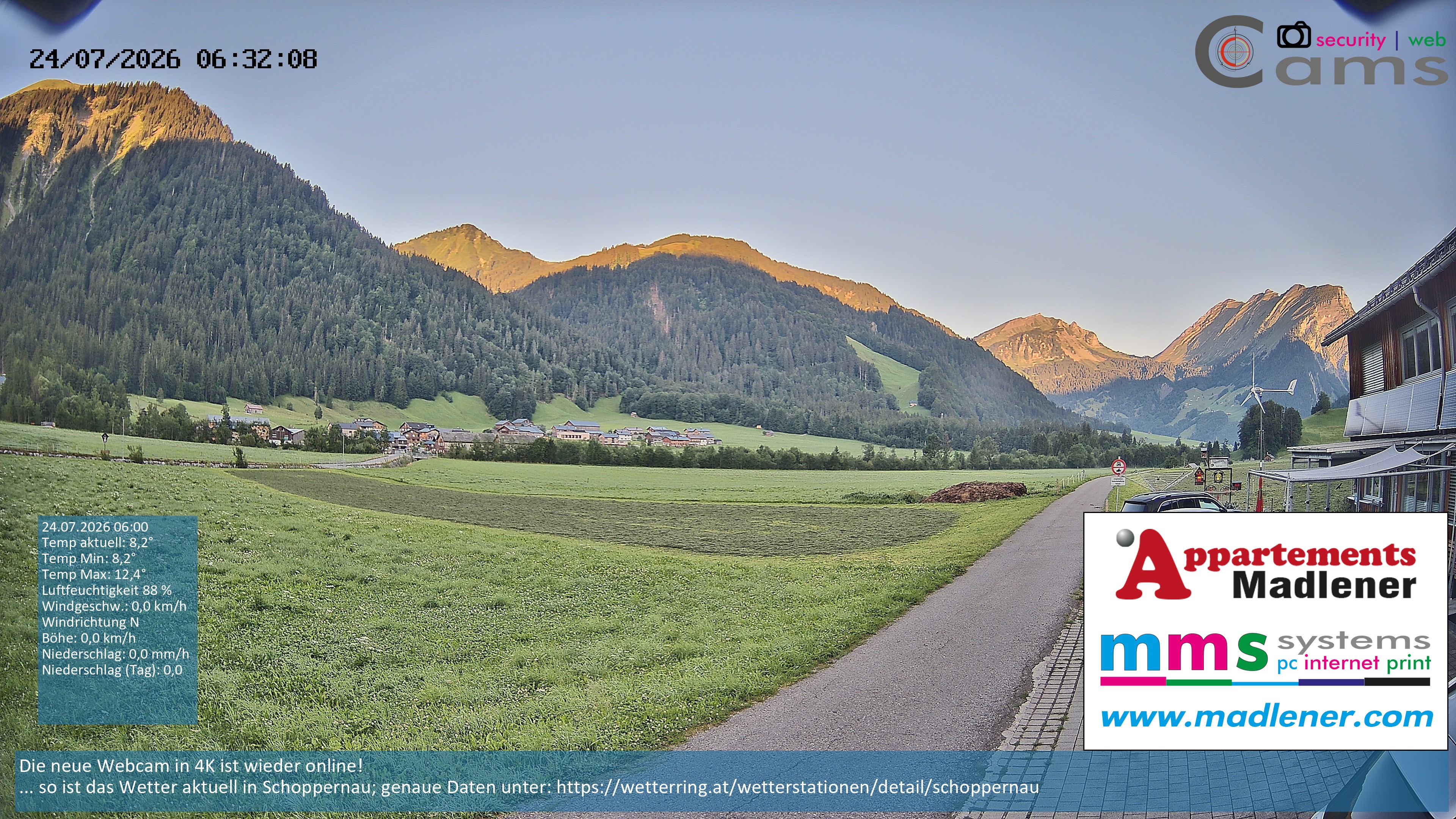 Archiv Foto Webcam Schoppernau Unterdorf im Bregenzerwald