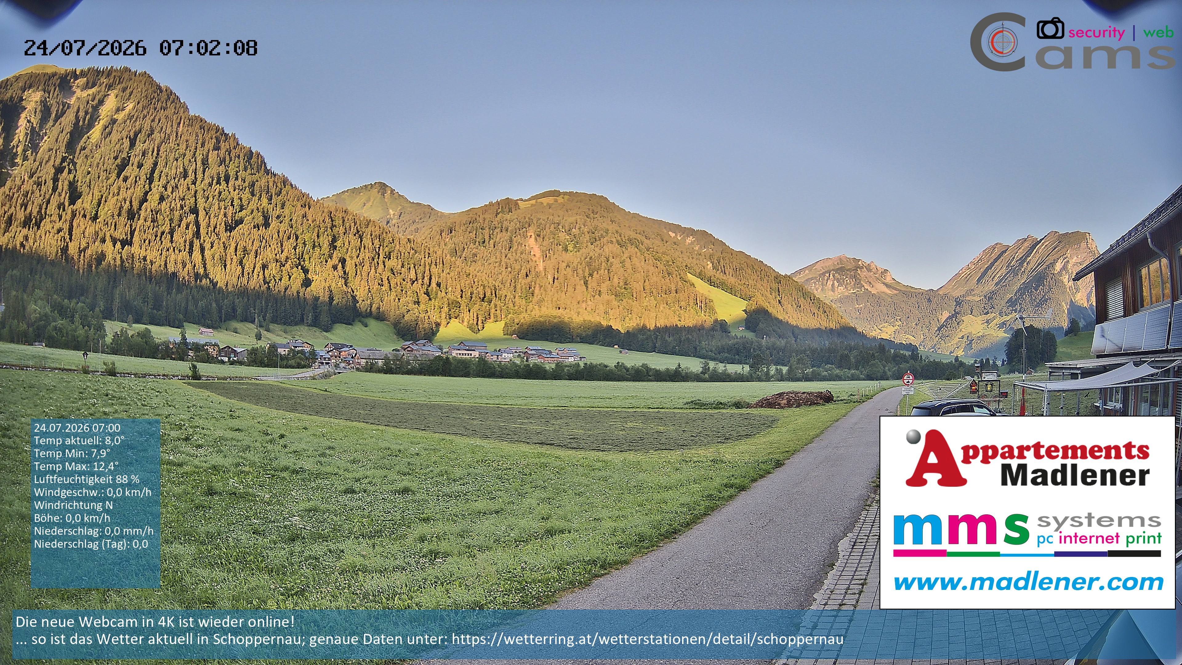 Archiv Foto Webcam Schoppernau Unterdorf im Bregenzerwald