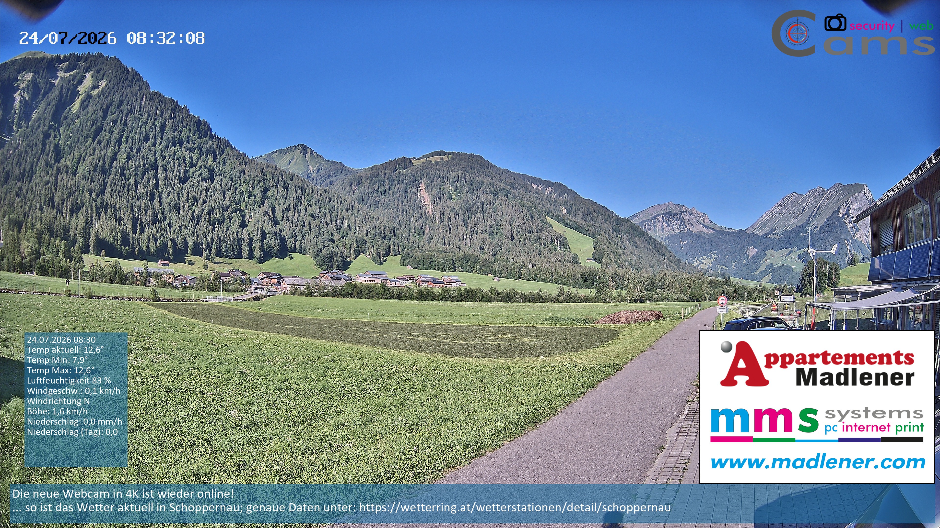 Archiv Foto Webcam Schoppernau Unterdorf im Bregenzerwald