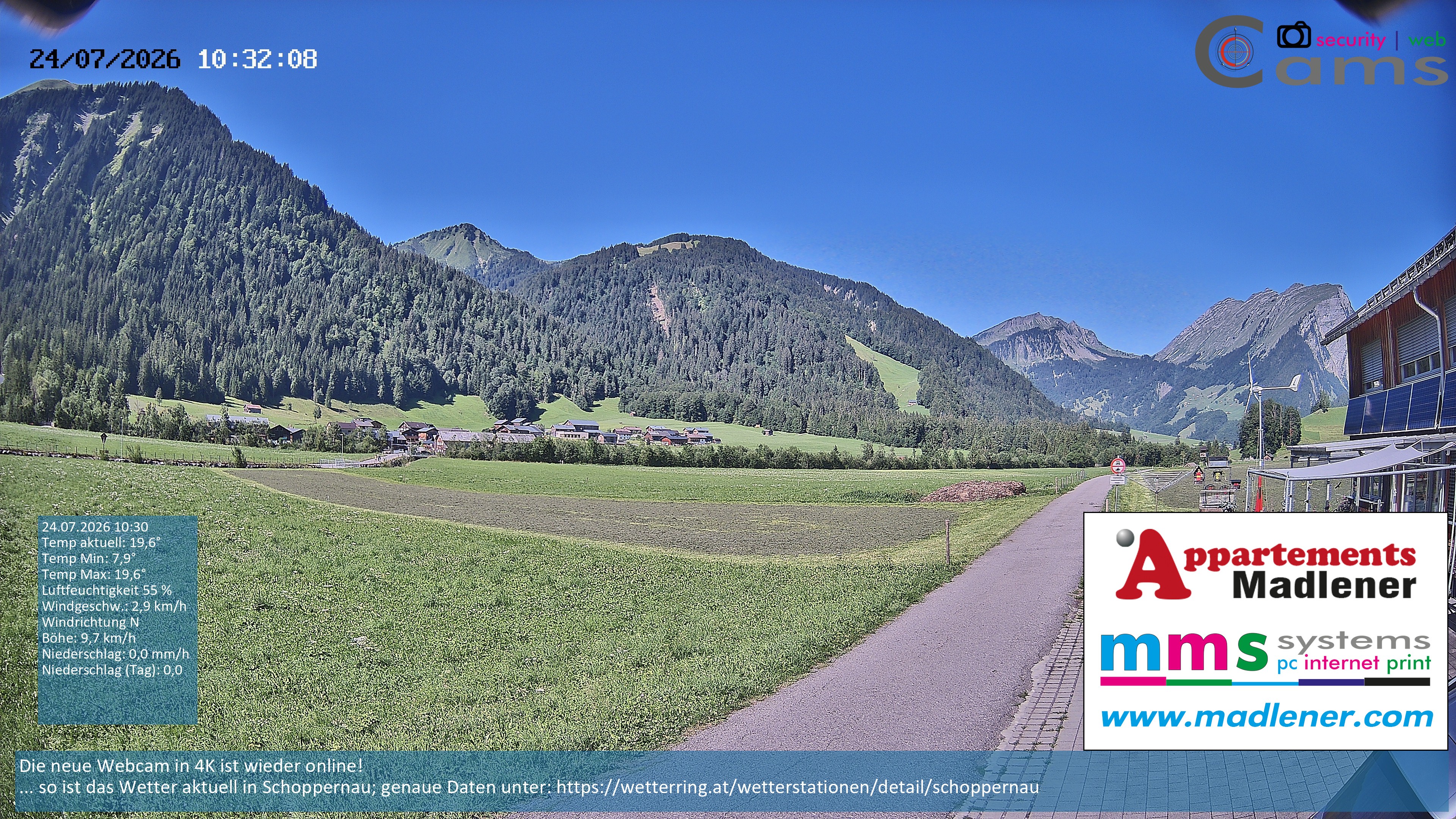 Archiv Foto Webcam Schoppernau Unterdorf im Bregenzerwald