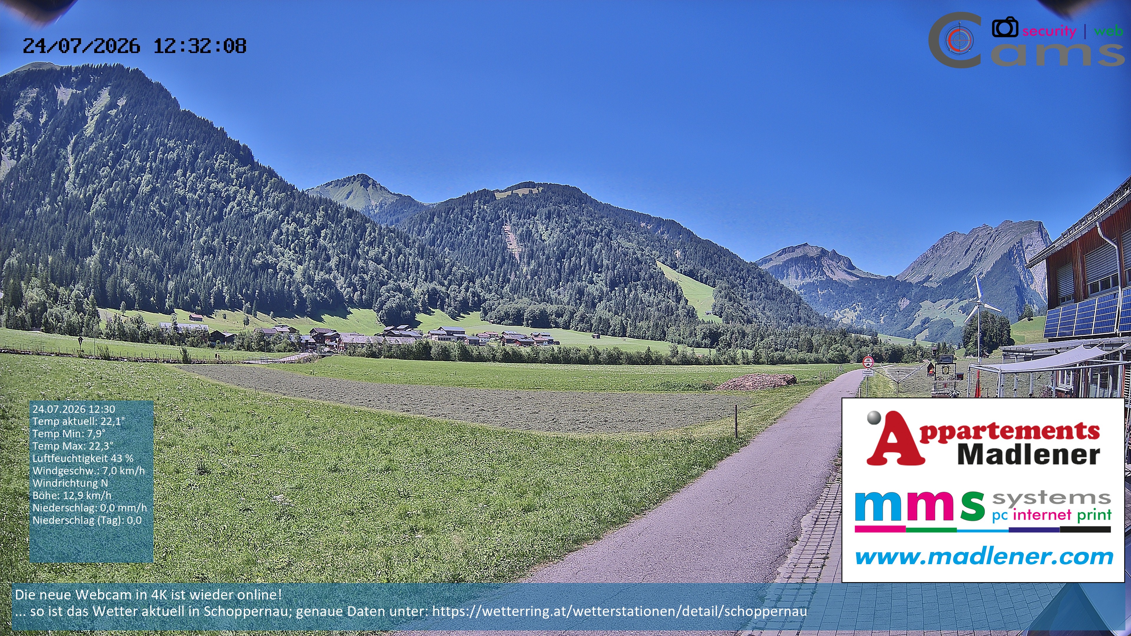 Archiv Foto Webcam Schoppernau Unterdorf im Bregenzerwald