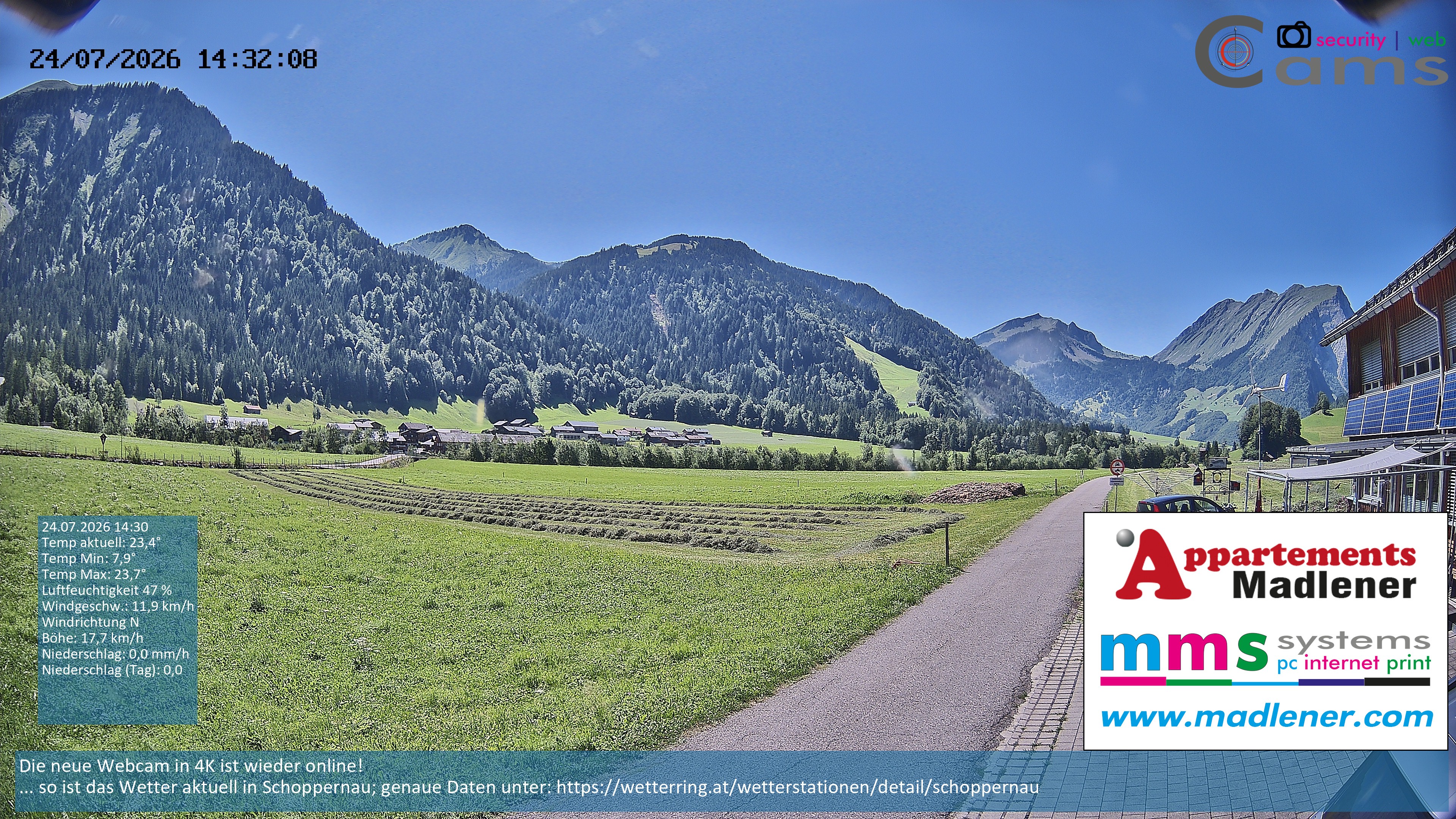 Archiv Foto Webcam Schoppernau Unterdorf im Bregenzerwald