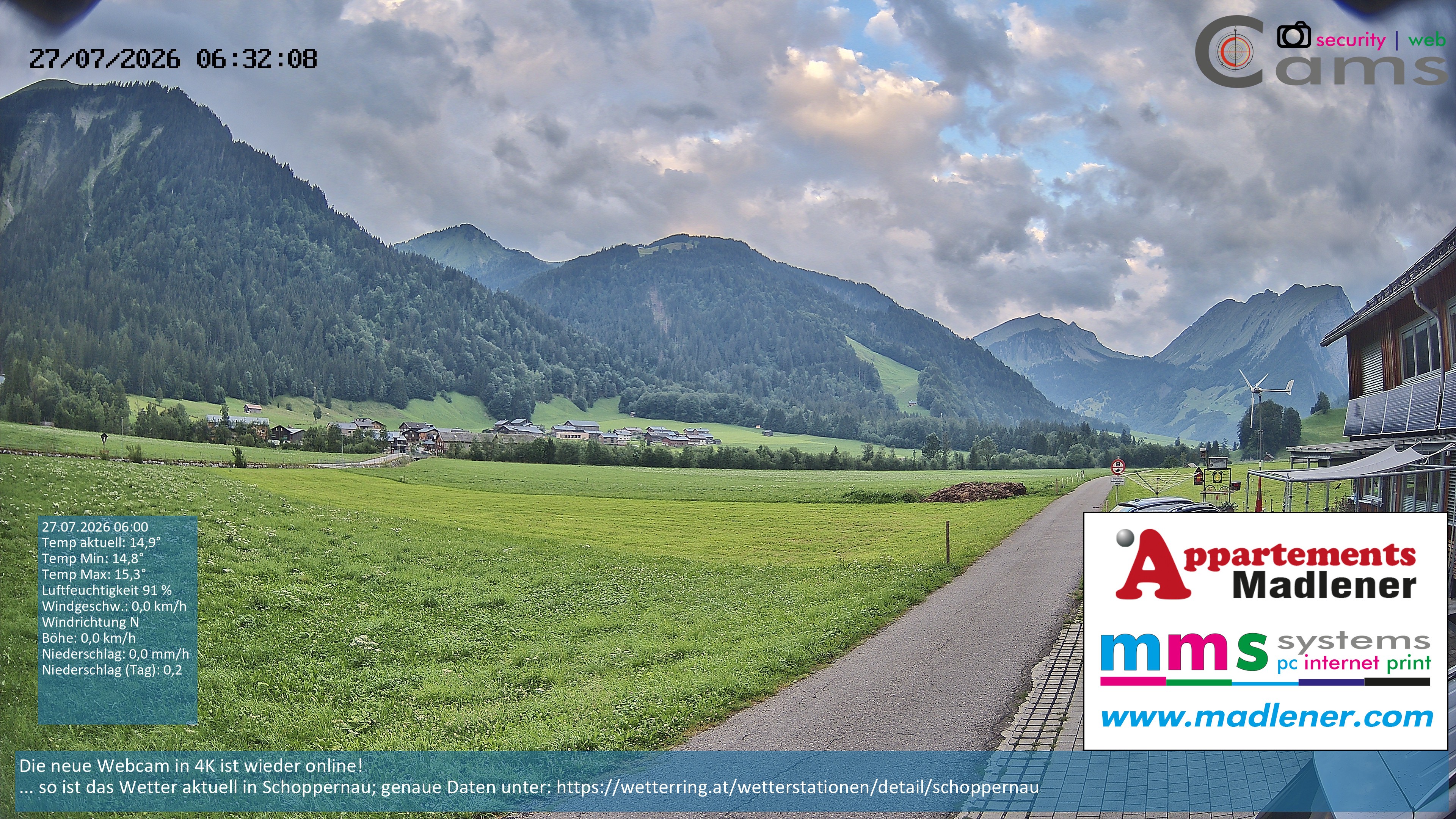 Archiv Foto Webcam Schoppernau Unterdorf im Bregenzerwald