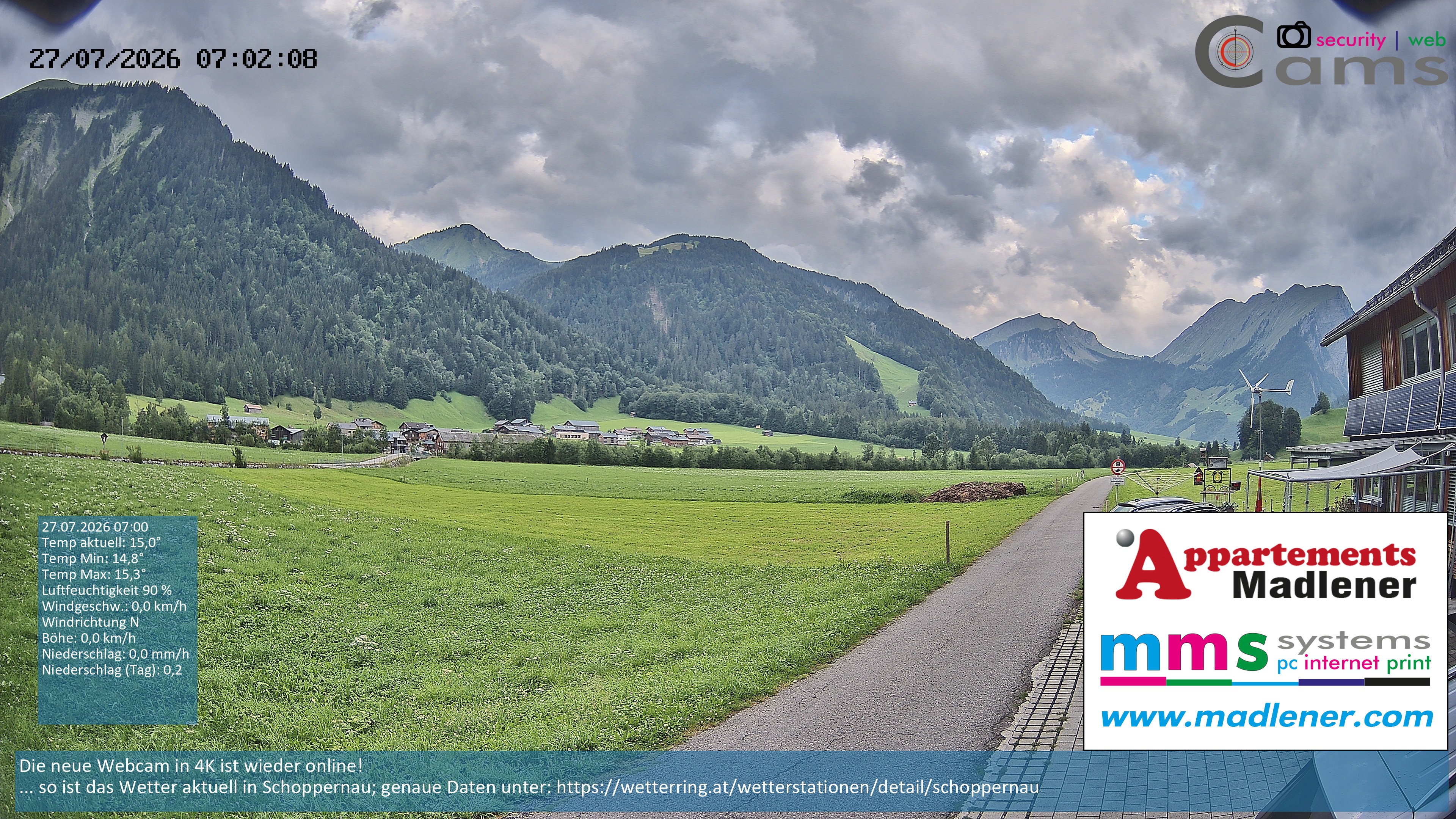 Archiv Foto Webcam Schoppernau Unterdorf im Bregenzerwald