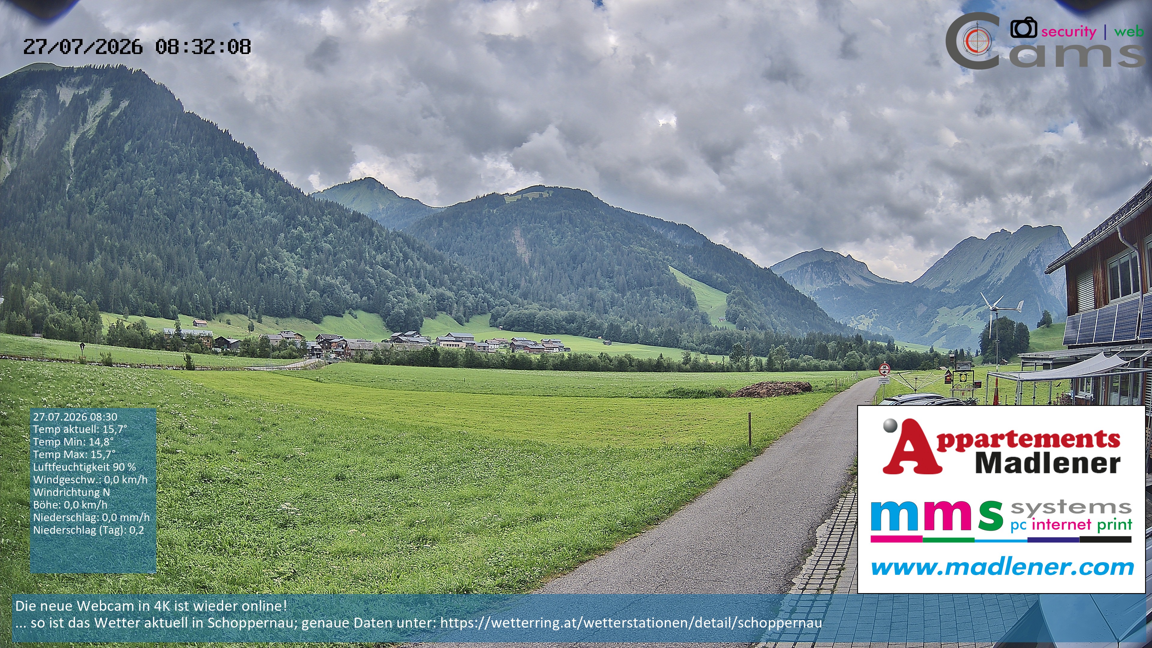 Archiv Foto Webcam Schoppernau Unterdorf im Bregenzerwald