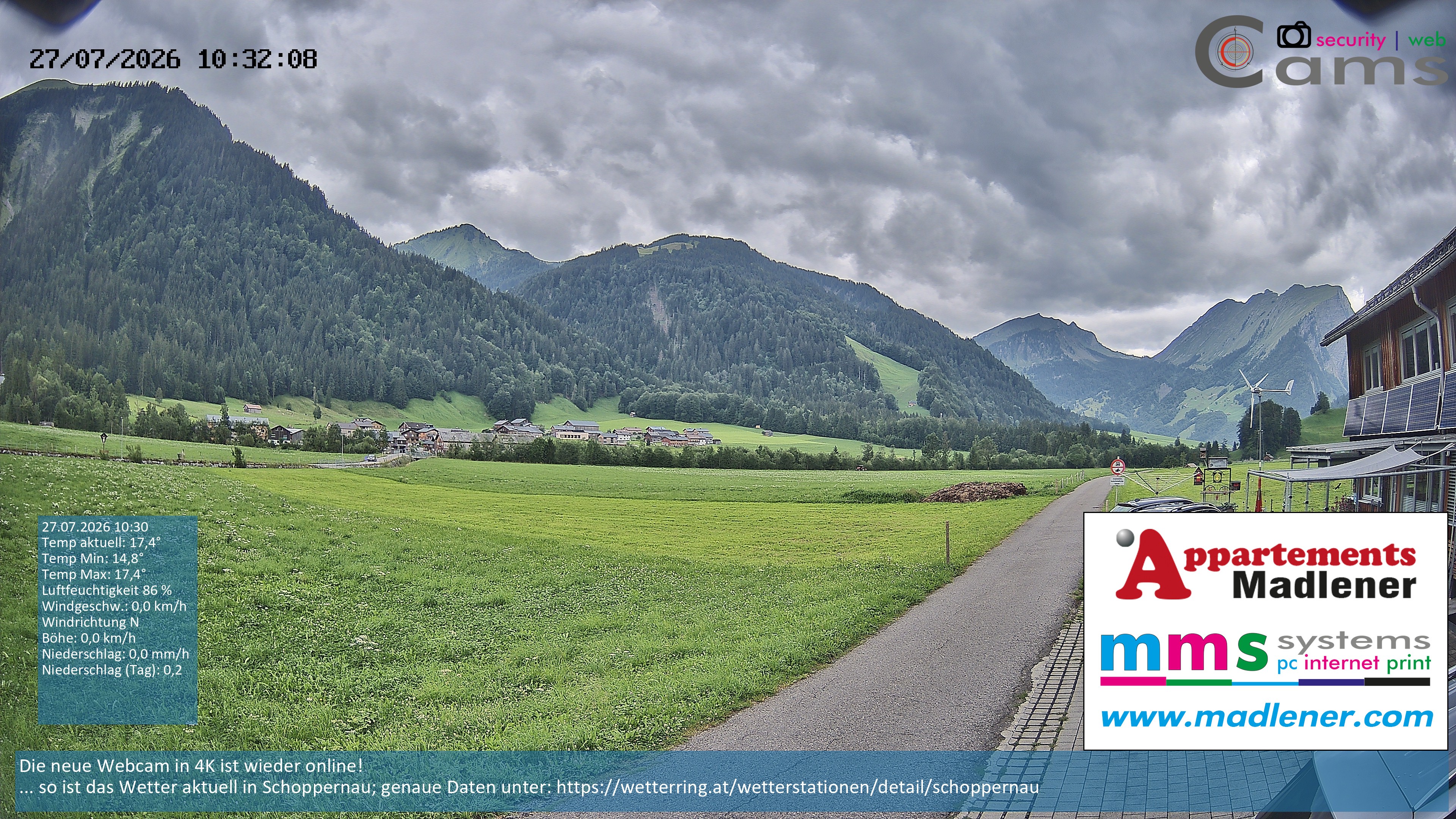 Archiv Foto Webcam Schoppernau Unterdorf im Bregenzerwald