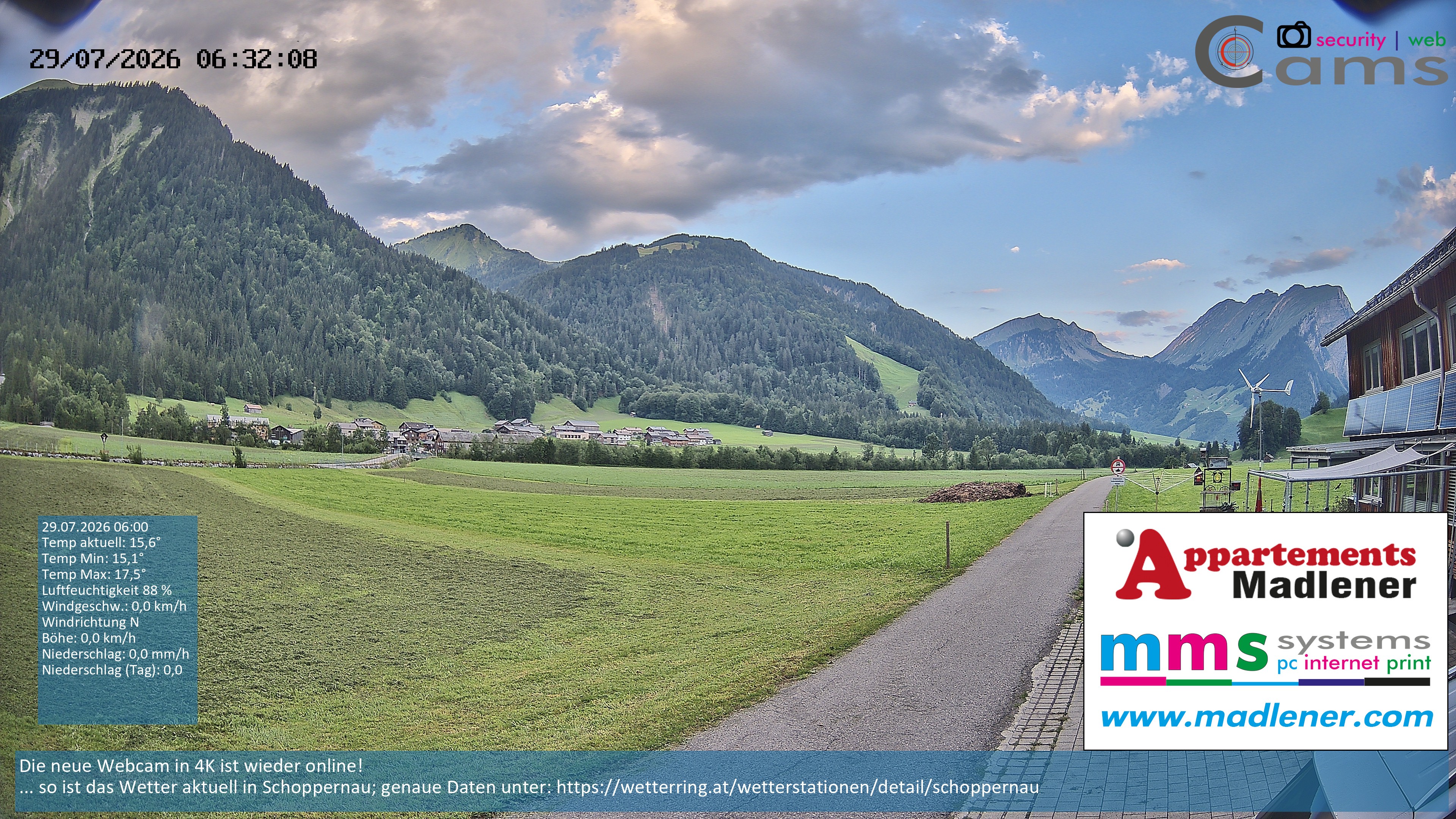 Archiv Foto Webcam Schoppernau Unterdorf im Bregenzerwald