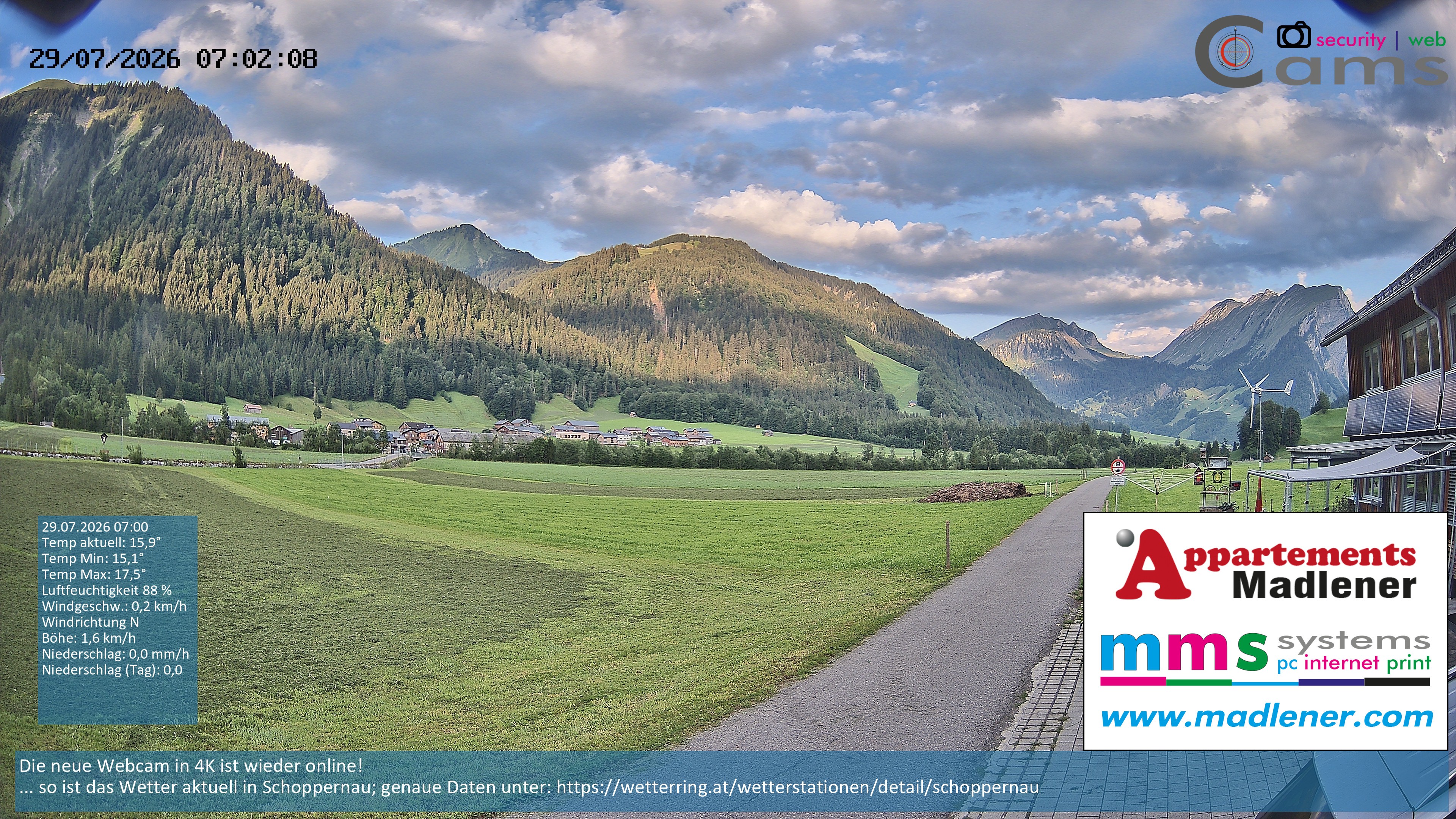 Archiv Foto Webcam Schoppernau Unterdorf im Bregenzerwald