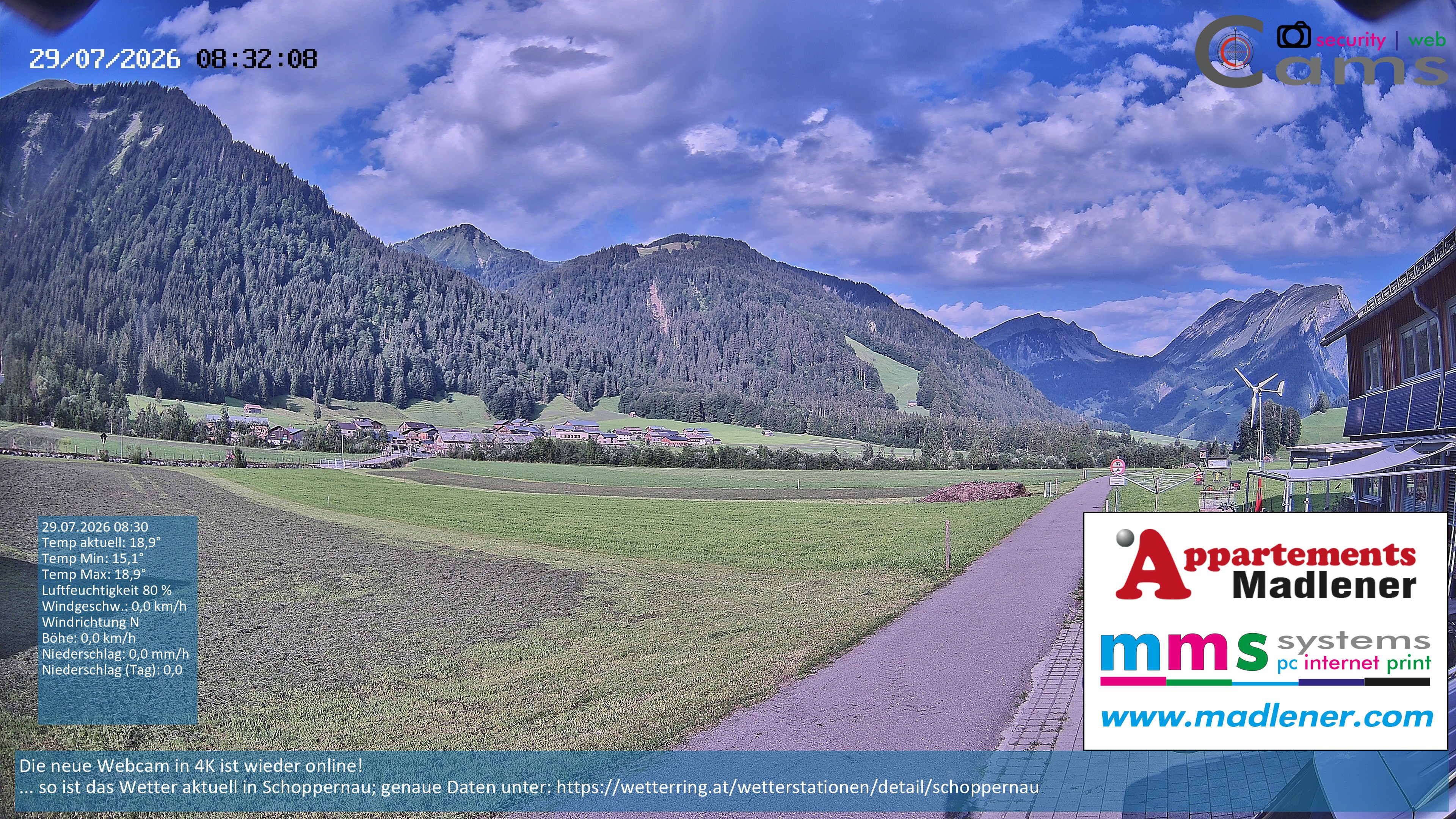 Archiv Foto Webcam Schoppernau Unterdorf im Bregenzerwald