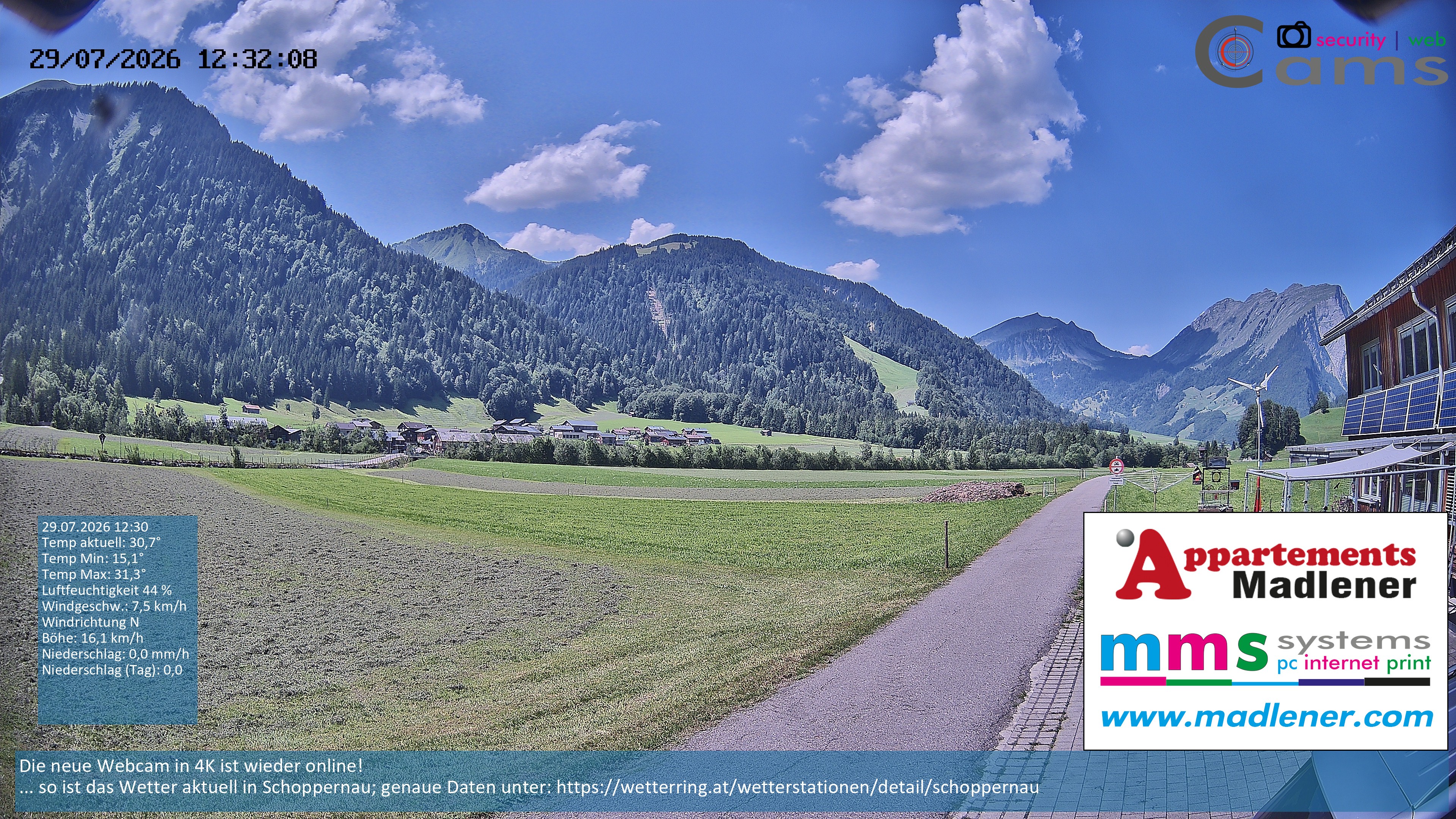 Archiv Foto Webcam Schoppernau Unterdorf im Bregenzerwald