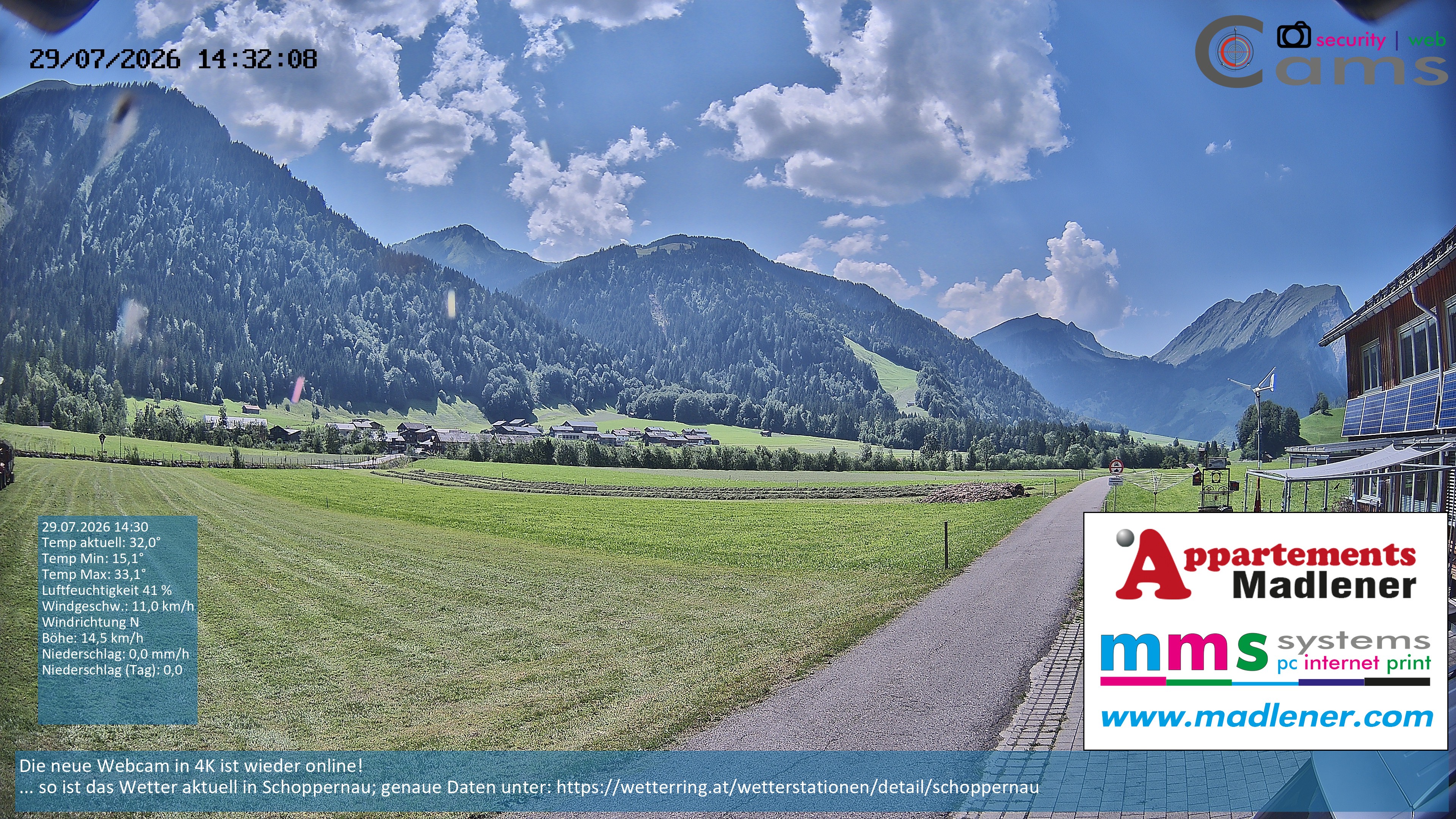 Archiv Foto Webcam Schoppernau Unterdorf im Bregenzerwald