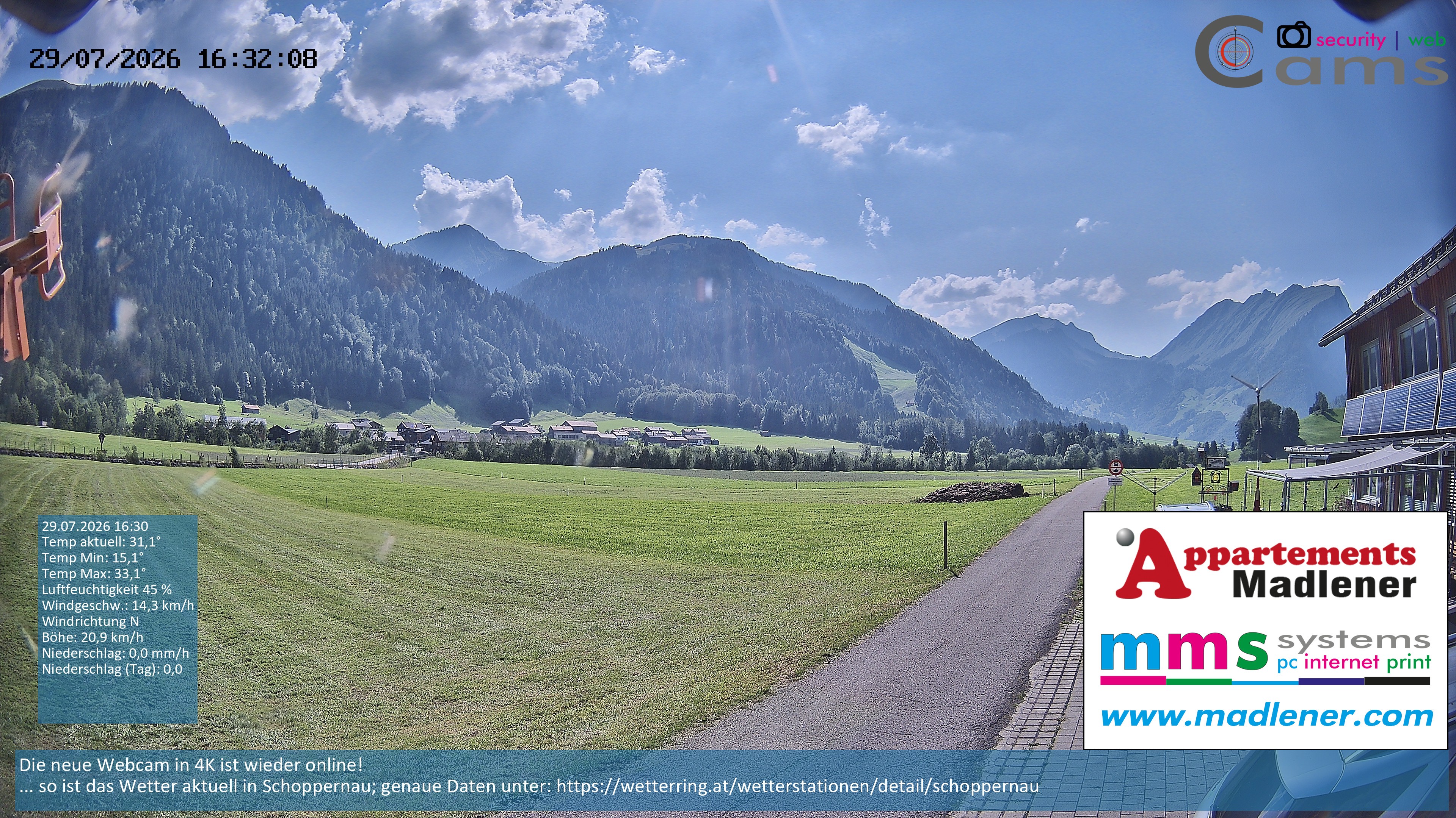 Archiv Foto Webcam Schoppernau Unterdorf im Bregenzerwald