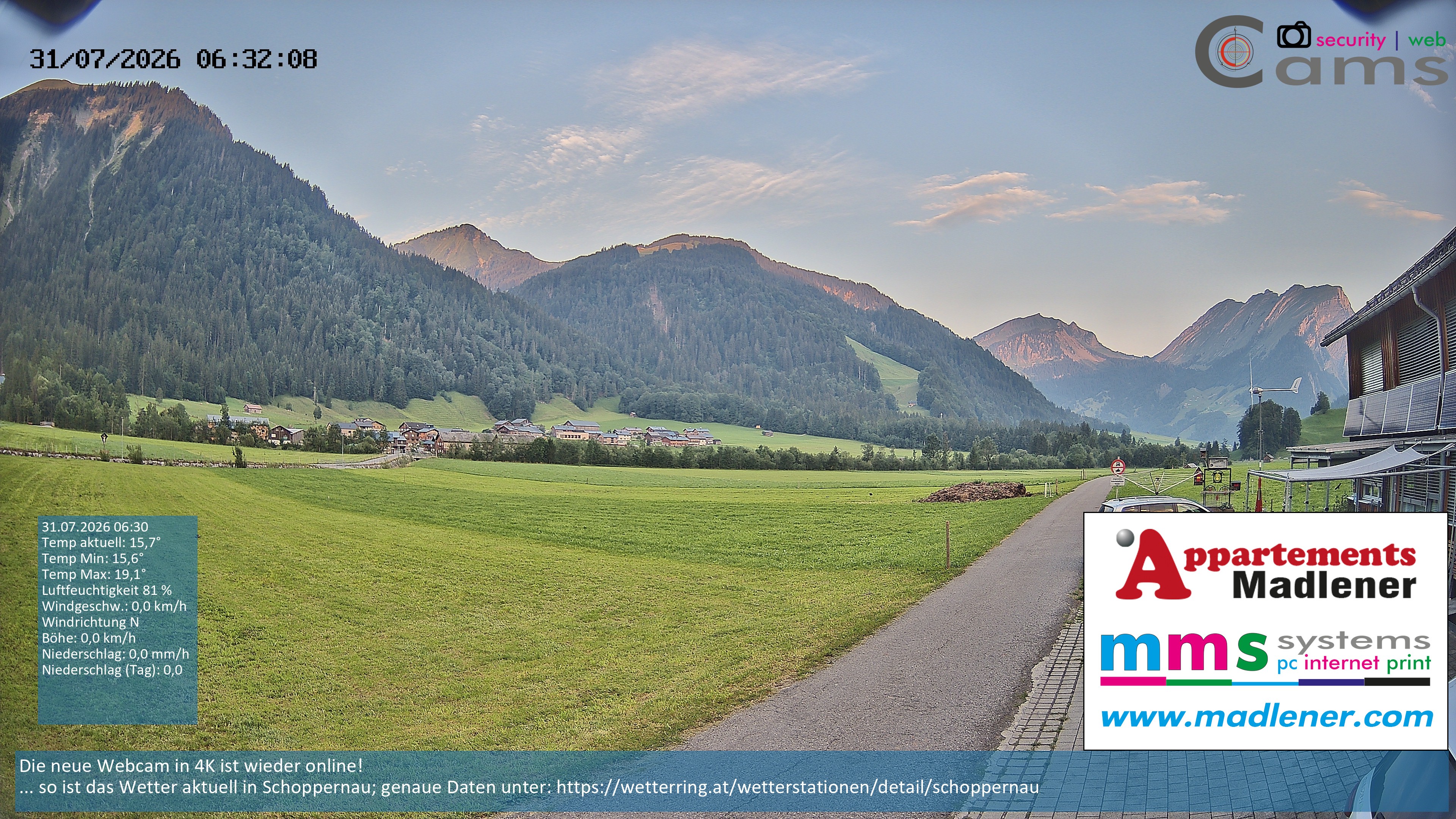 Archiv Foto Webcam Schoppernau Unterdorf im Bregenzerwald