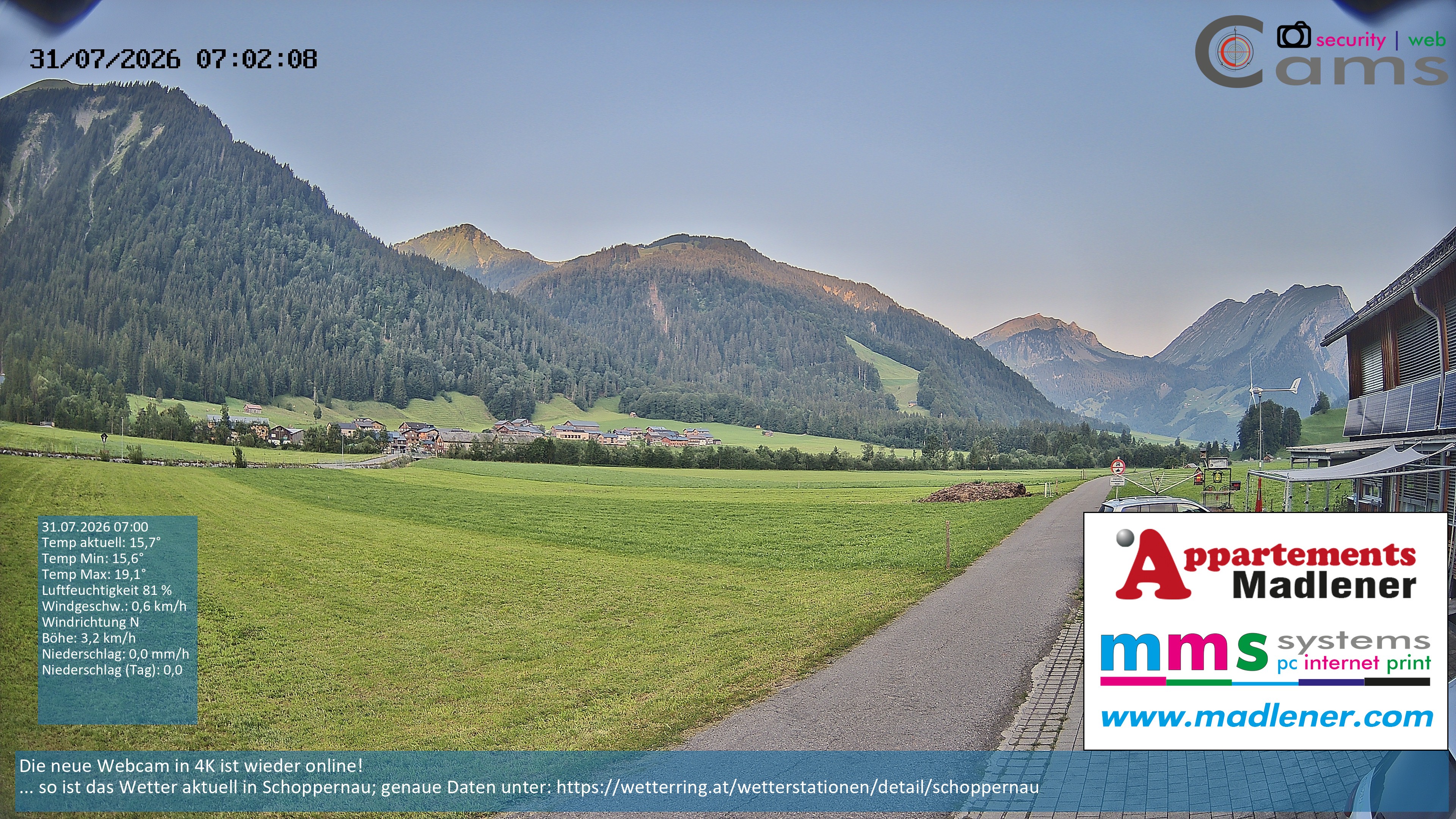 Archiv Foto Webcam Schoppernau Unterdorf im Bregenzerwald