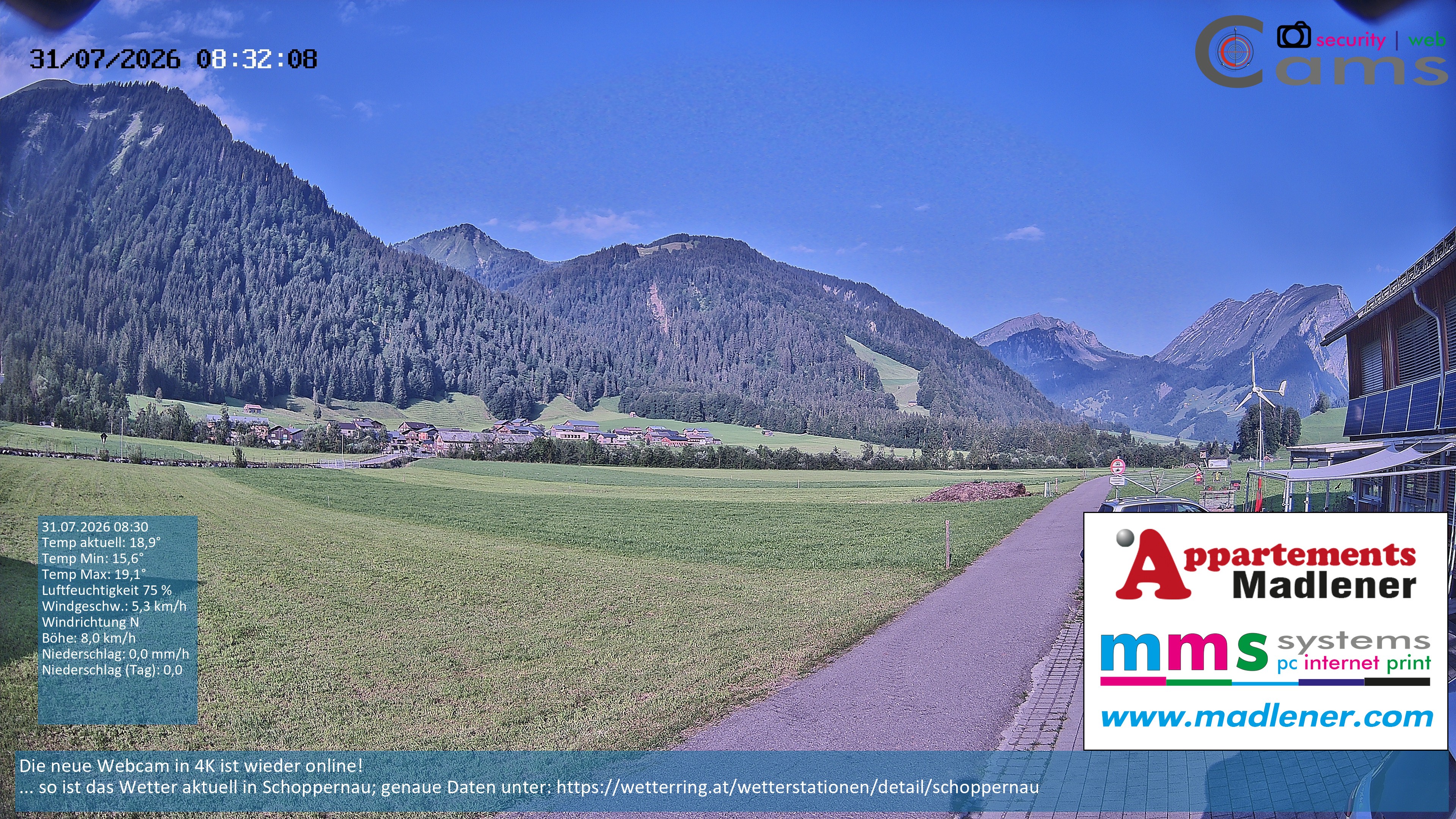 Archiv Foto Webcam Schoppernau Unterdorf im Bregenzerwald