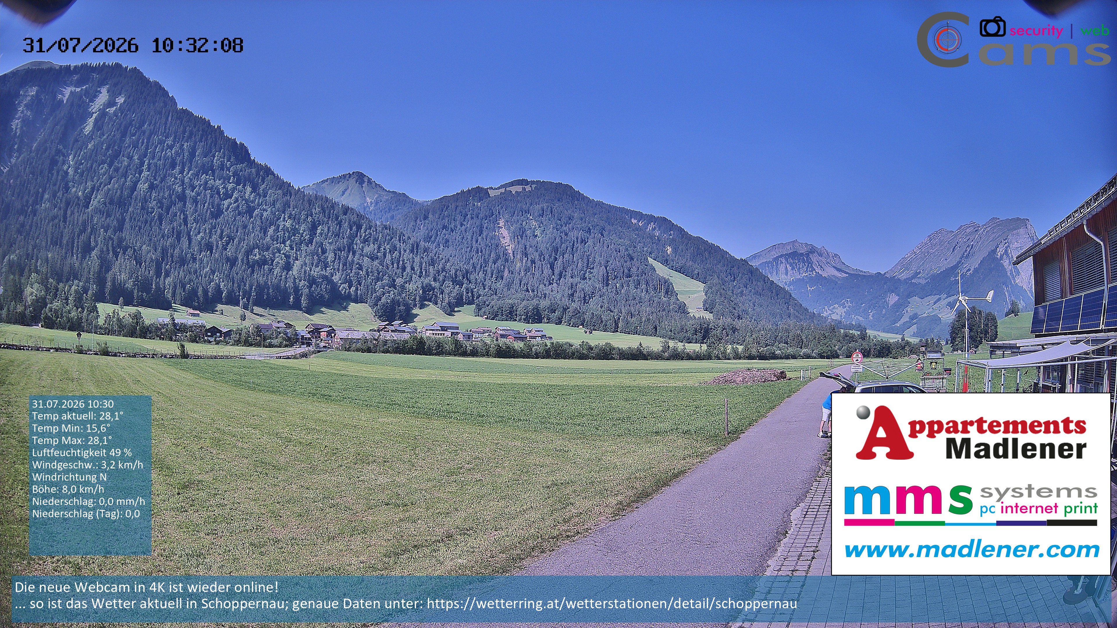 Archiv Foto Webcam Schoppernau Unterdorf im Bregenzerwald