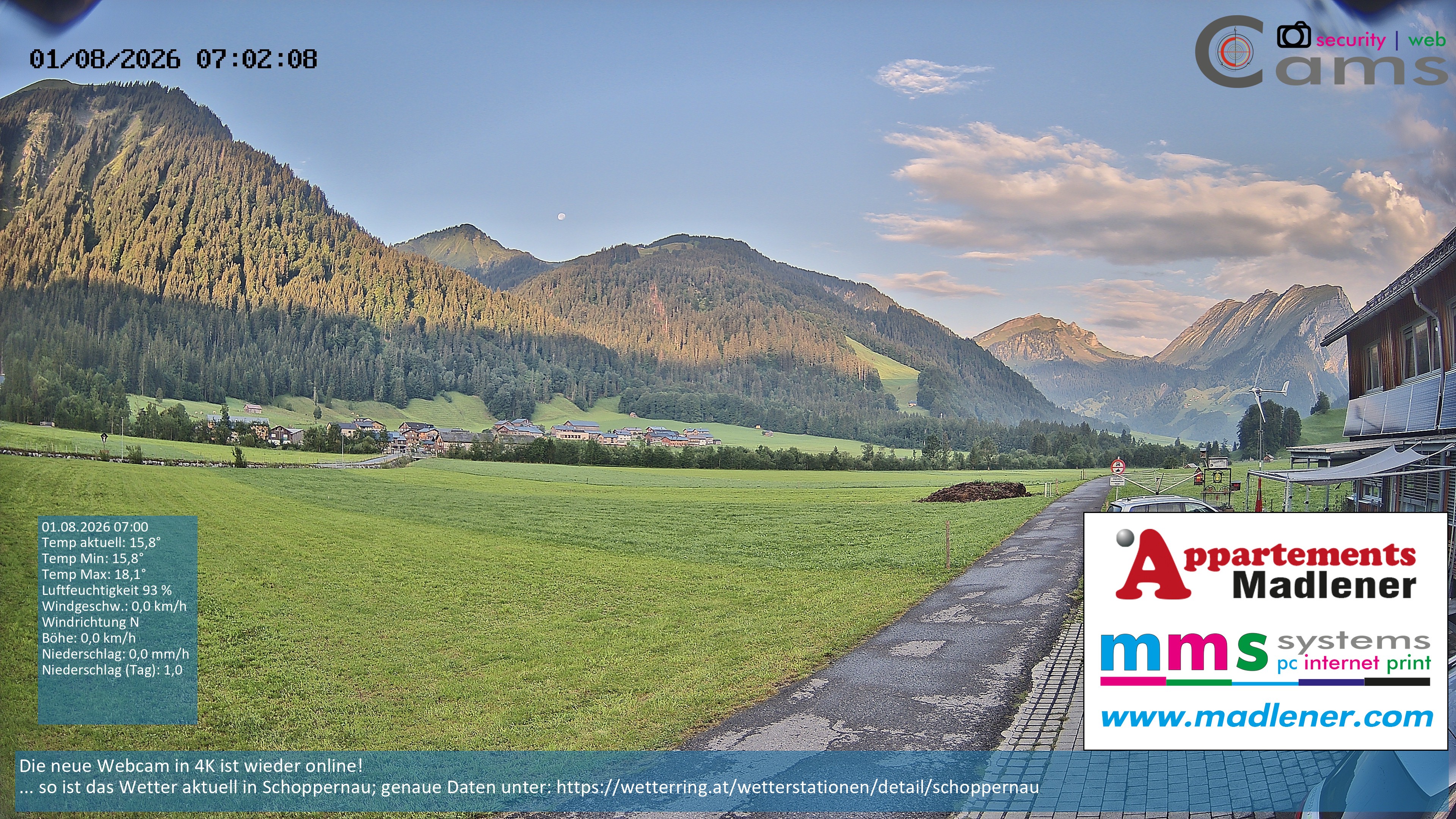 Archiv Foto Webcam Schoppernau Unterdorf im Bregenzerwald