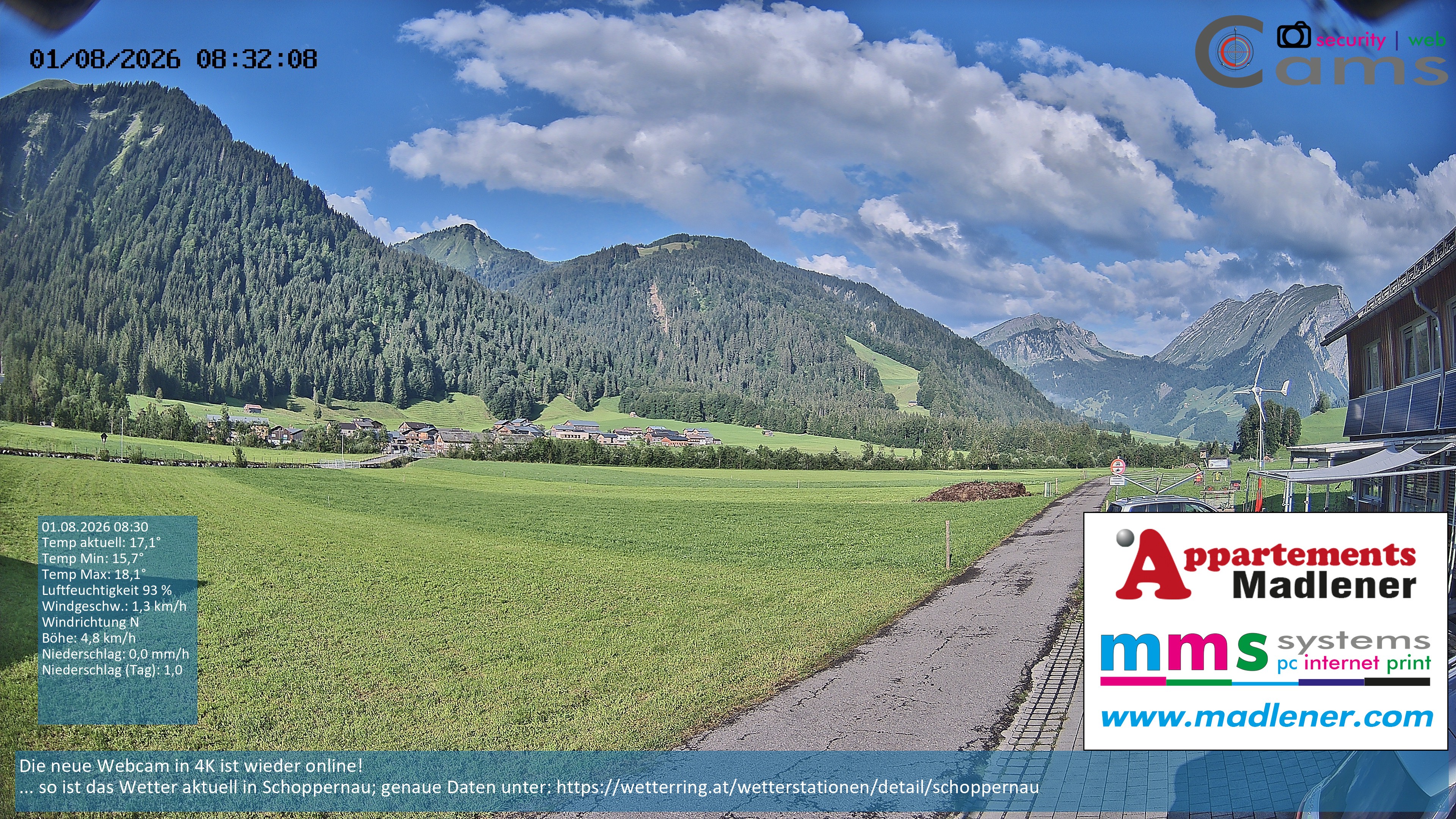 Archiv Foto Webcam Schoppernau Unterdorf im Bregenzerwald