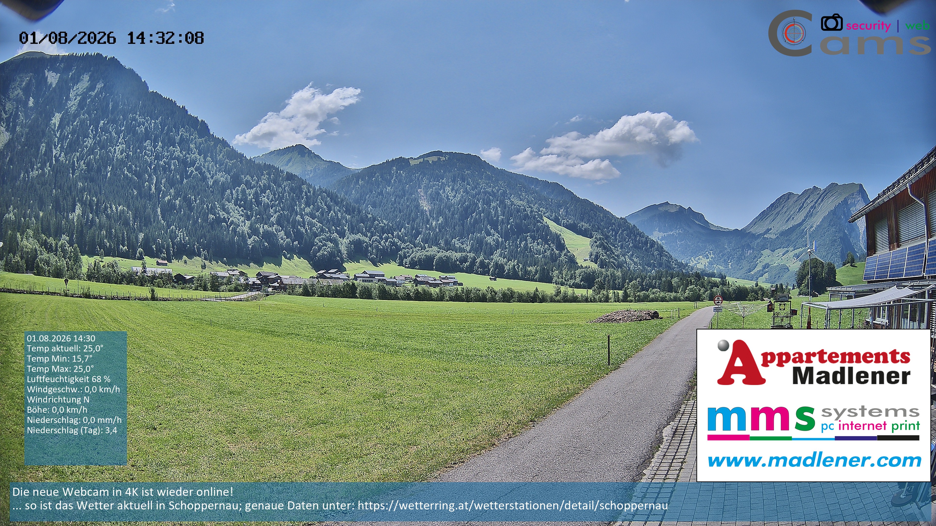 Archiv Foto Webcam Schoppernau Unterdorf im Bregenzerwald