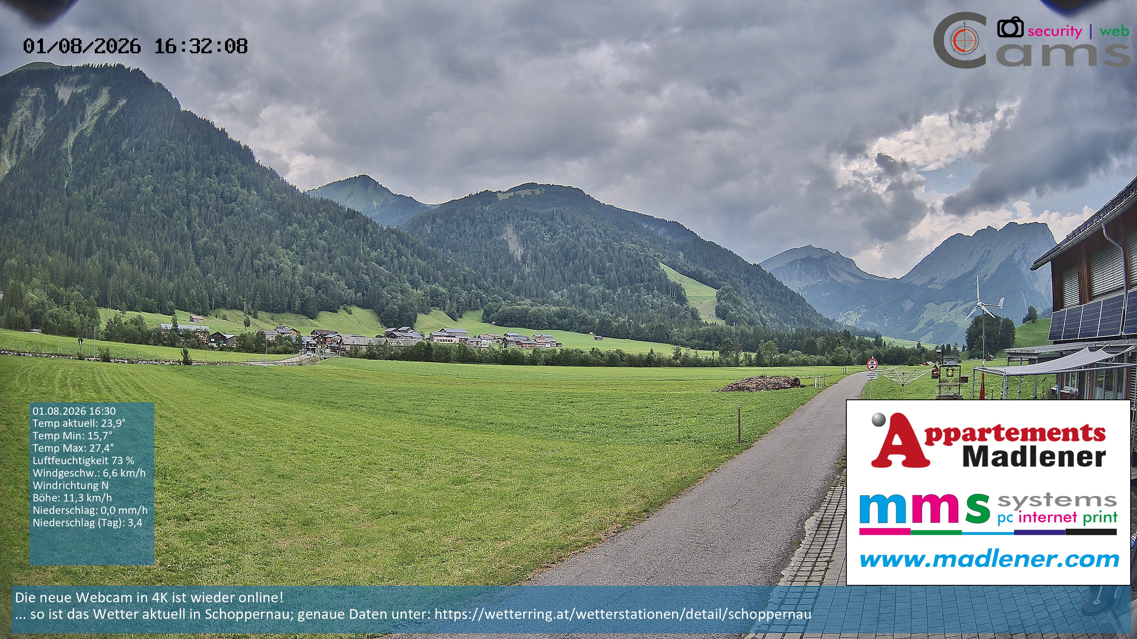Archiv Foto Webcam Schoppernau Unterdorf im Bregenzerwald