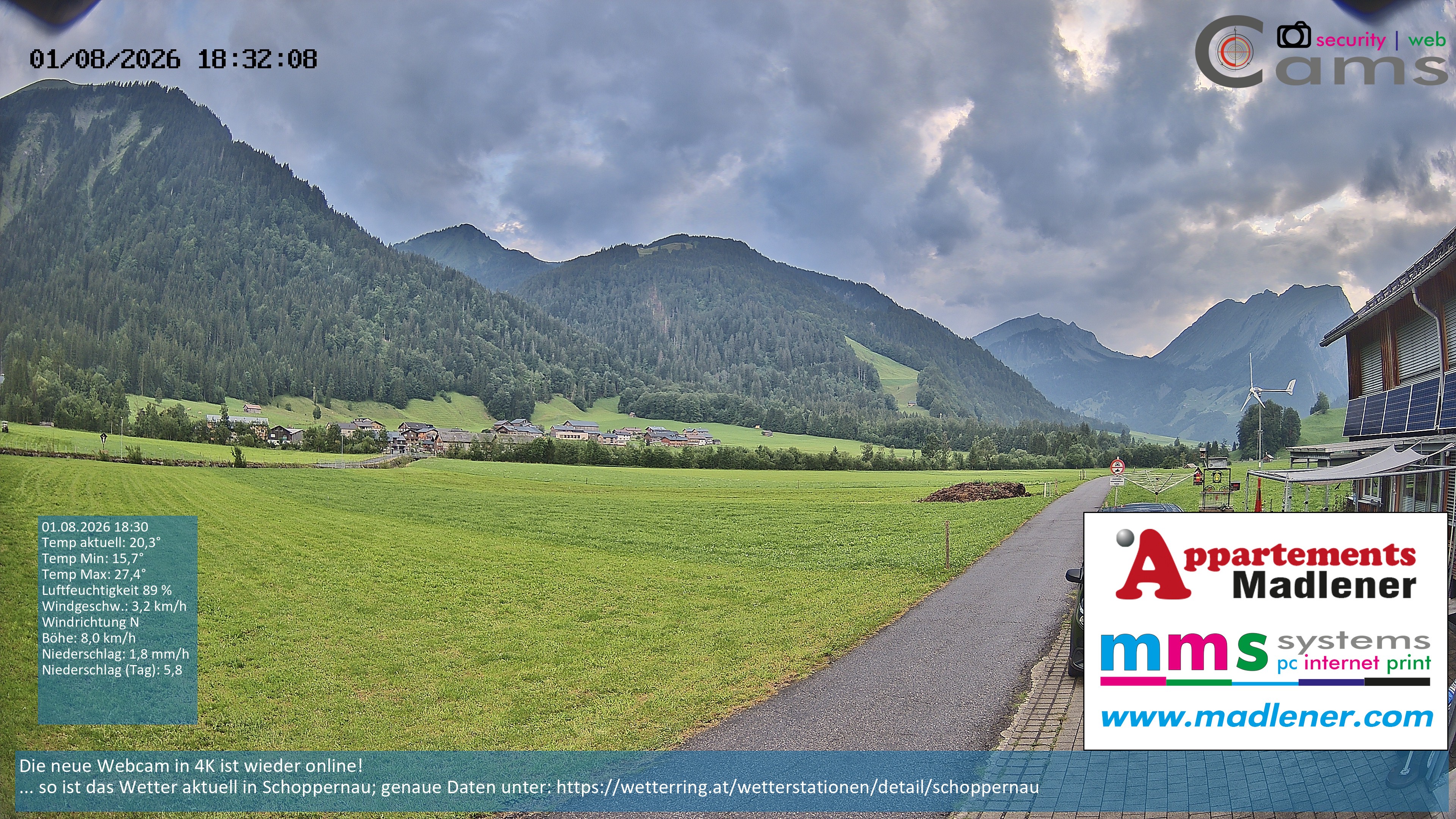 Archiv Foto Webcam Schoppernau Unterdorf im Bregenzerwald
