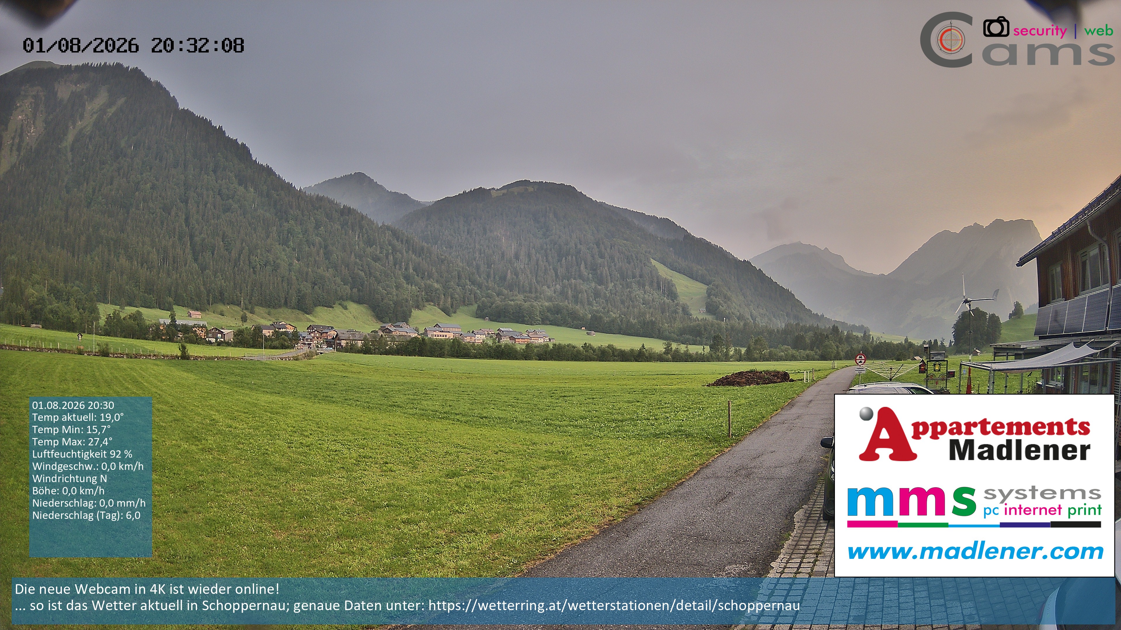 Archiv Foto Webcam Schoppernau Unterdorf im Bregenzerwald