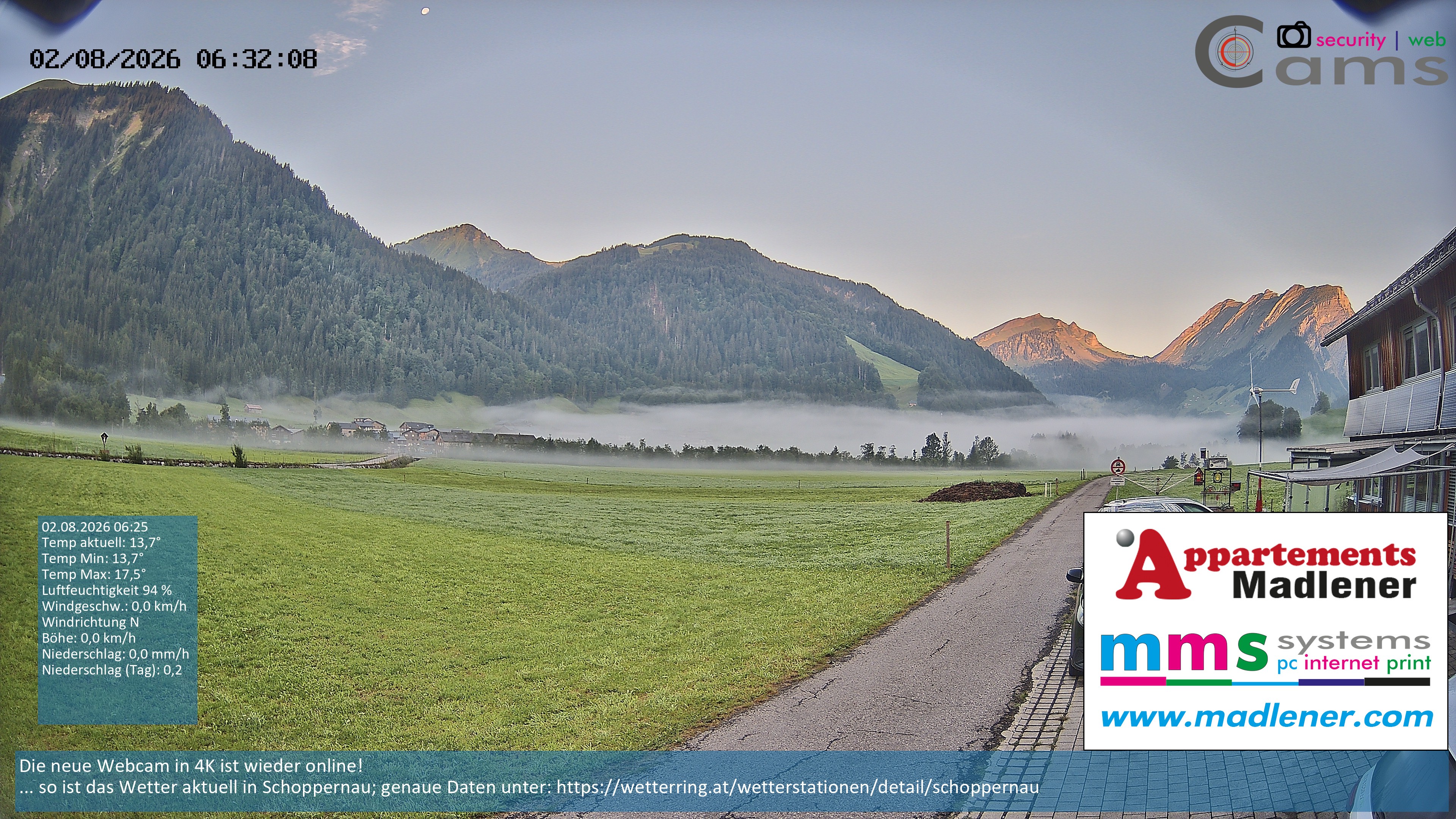 Archiv Foto Webcam Schoppernau Unterdorf im Bregenzerwald