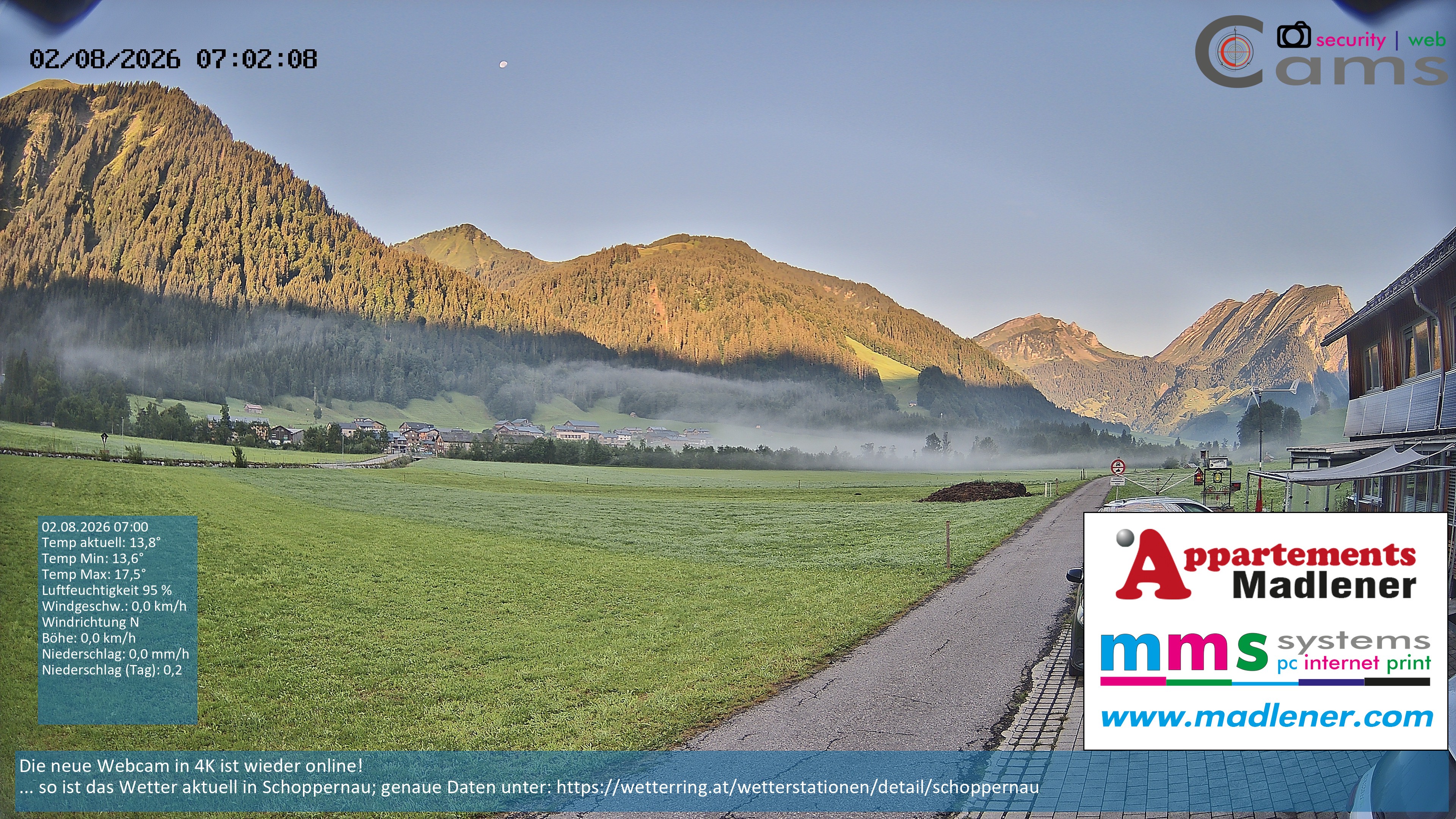 Archiv Foto Webcam Schoppernau Unterdorf im Bregenzerwald