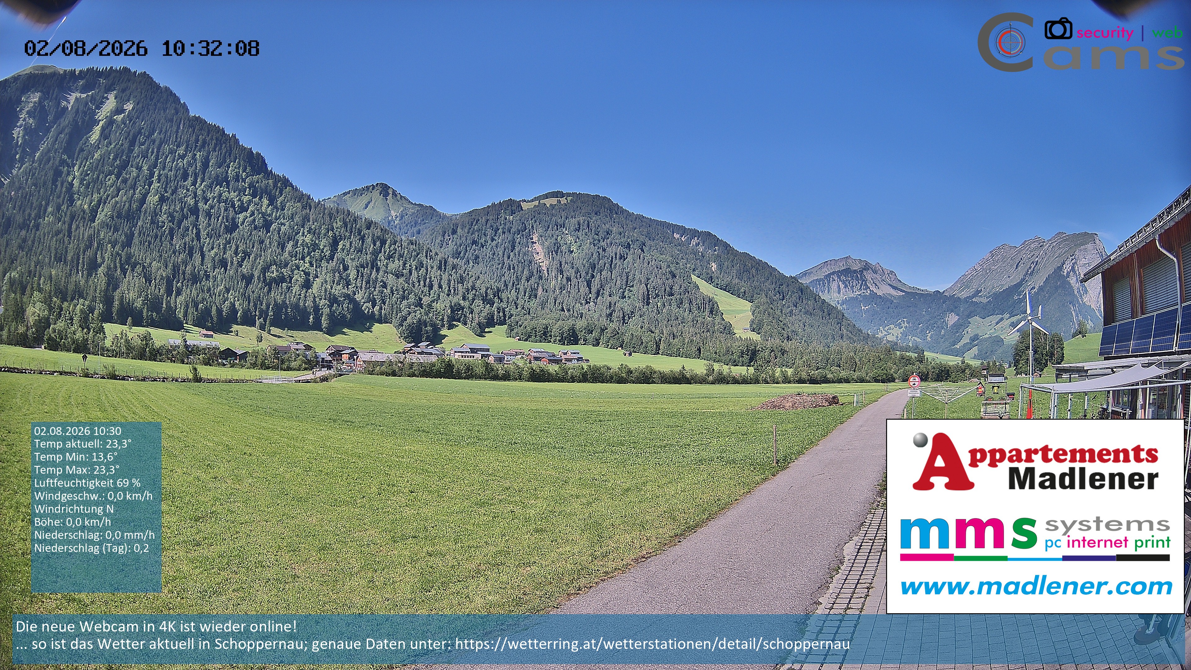 Archived image Webcam Schoppernau lower valley in the Bregenzerwald