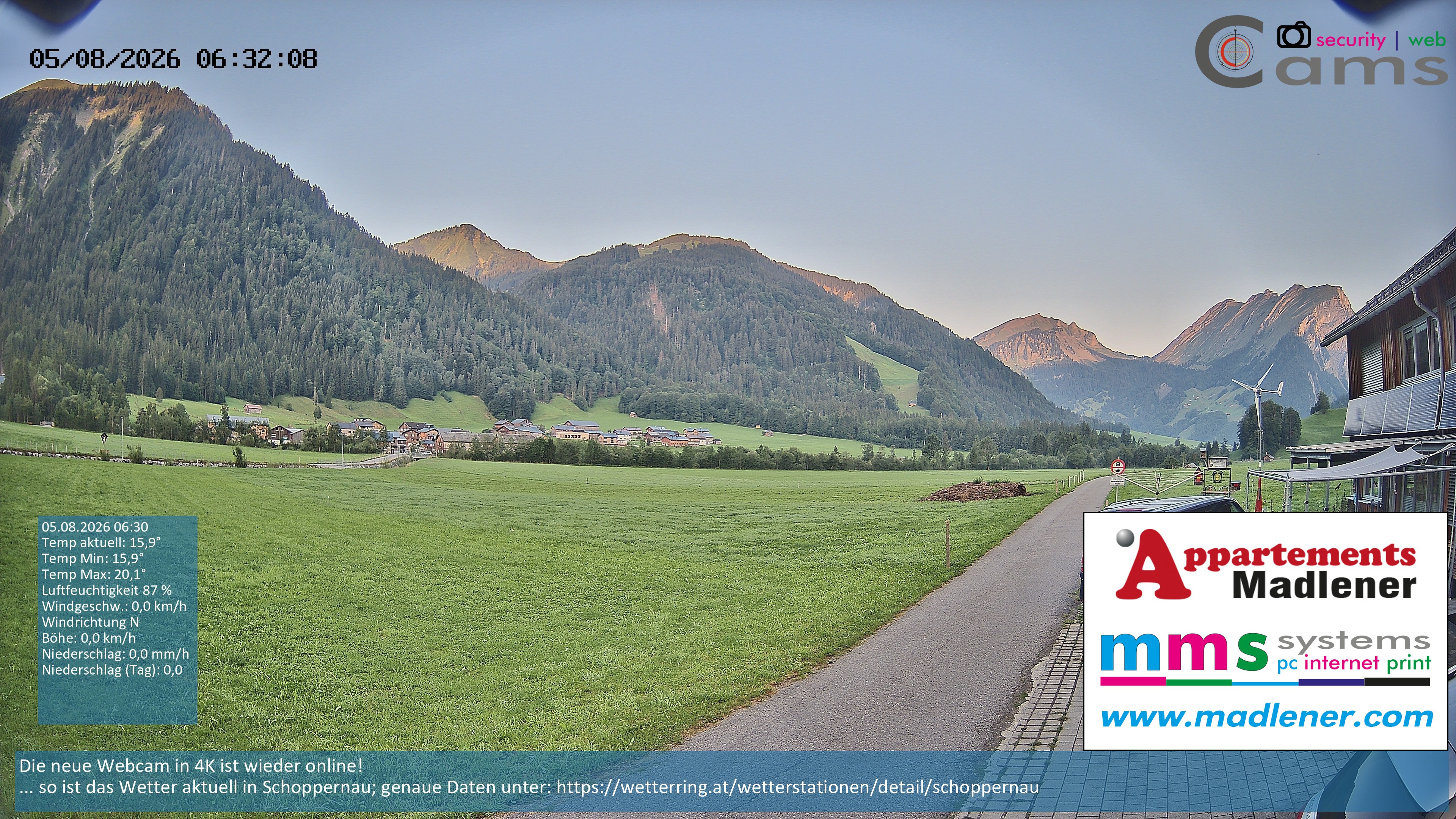Archived image Webcam Schoppernau lower valley in the Bregenzerwald