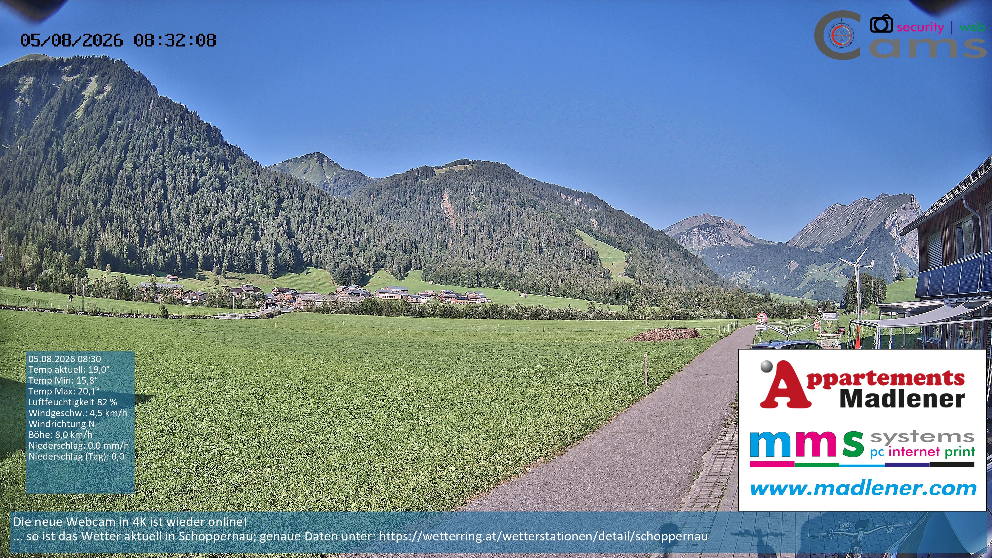 Archived image Webcam Schoppernau lower valley in the Bregenzerwald