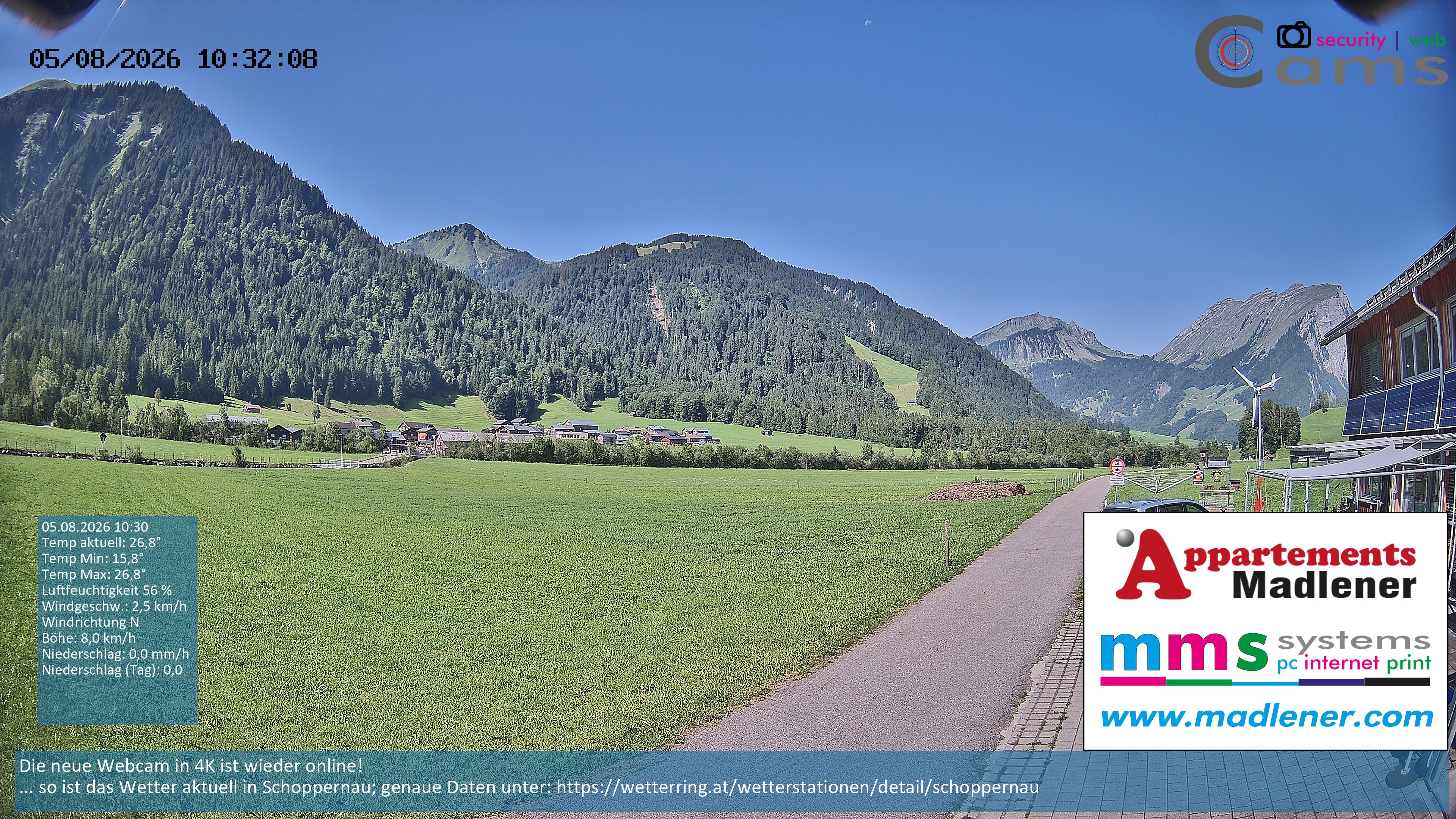 Archived image Webcam Schoppernau lower valley in the Bregenzerwald