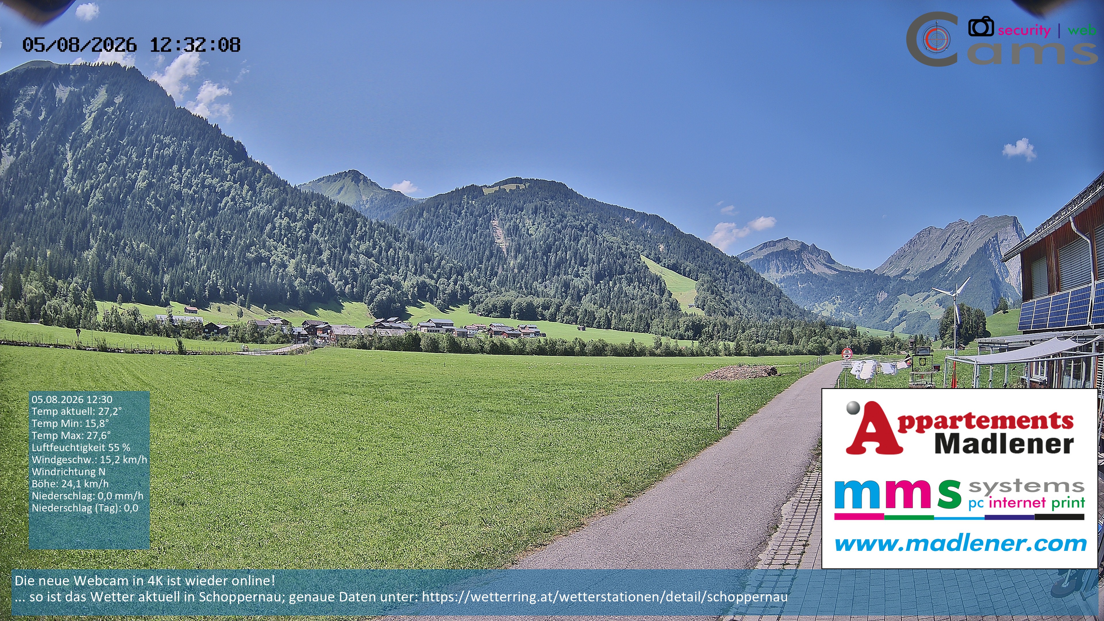 Archived image Webcam Schoppernau lower valley in the Bregenzerwald