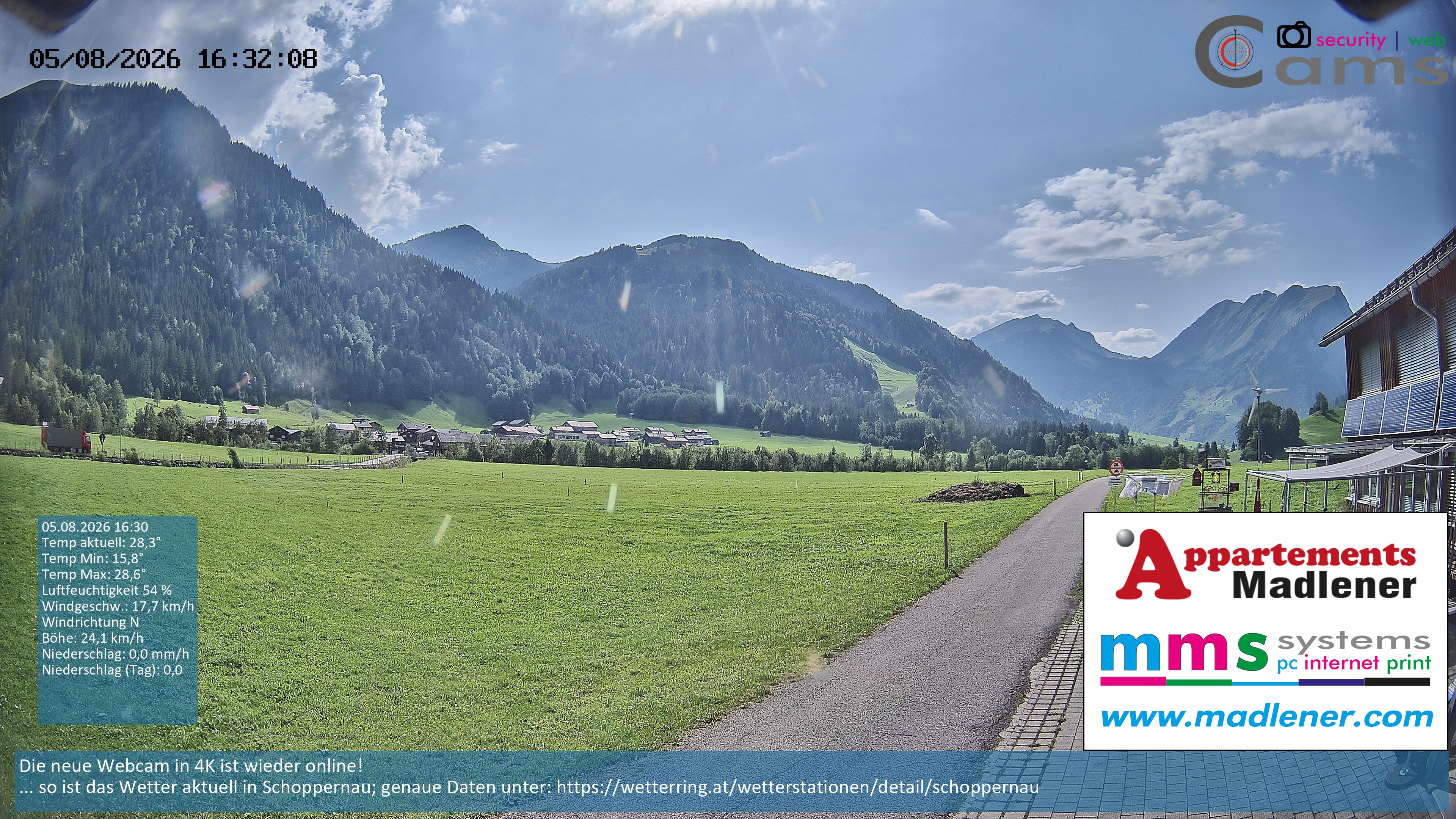 Archived image Webcam Schoppernau lower valley in the Bregenzerwald