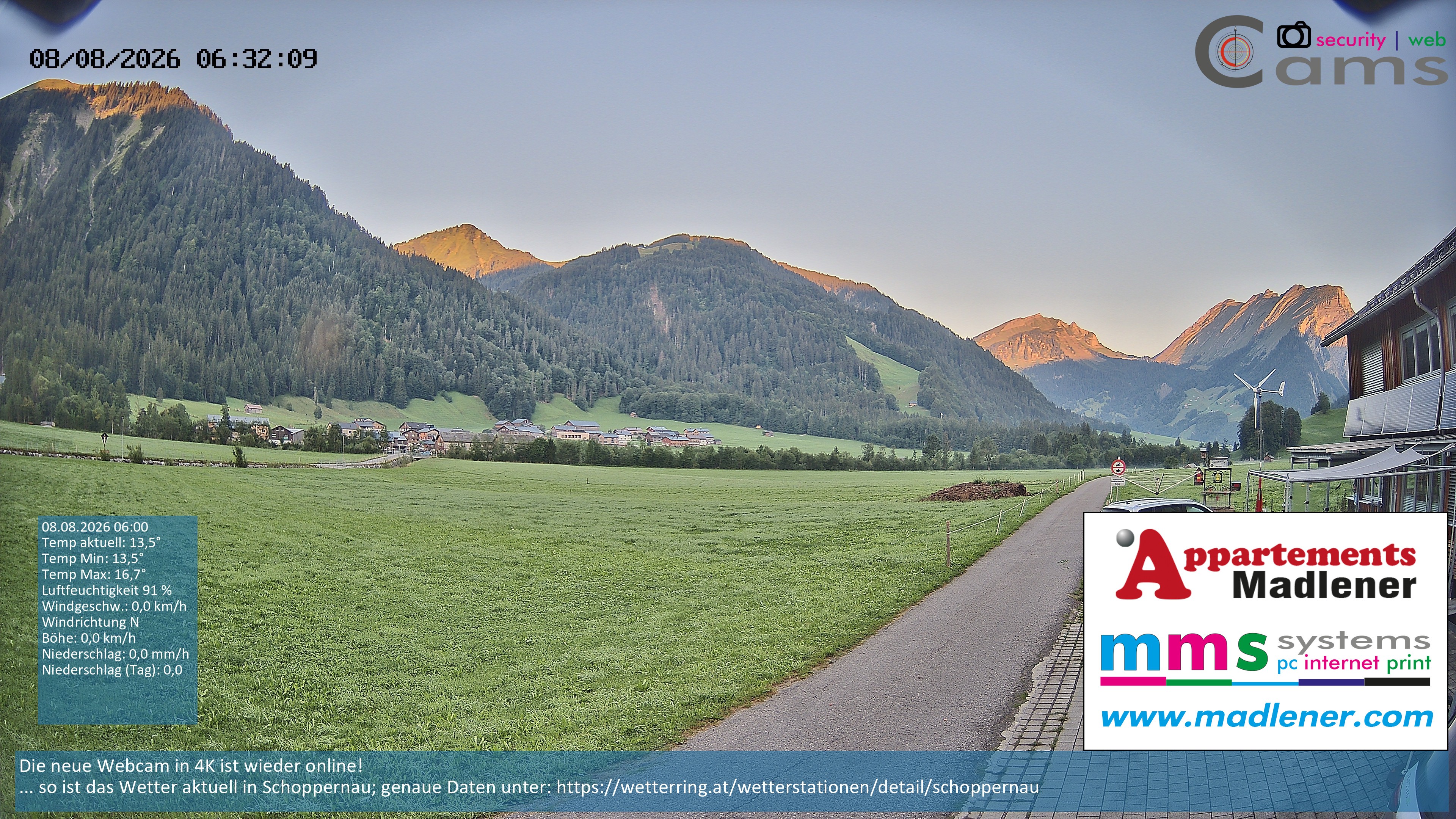 Archiv Foto Webcam Schoppernau Unterdorf im Bregenzerwald