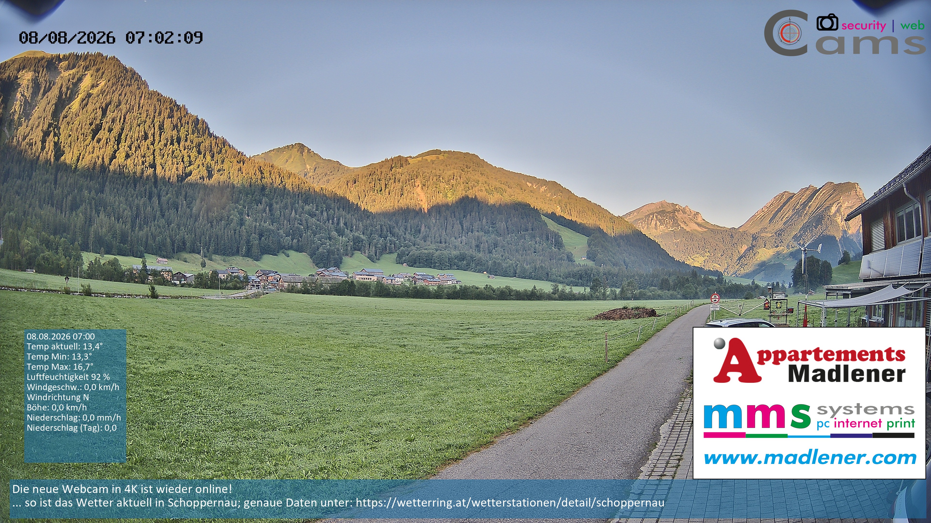 Archiv Foto Webcam Schoppernau Unterdorf im Bregenzerwald