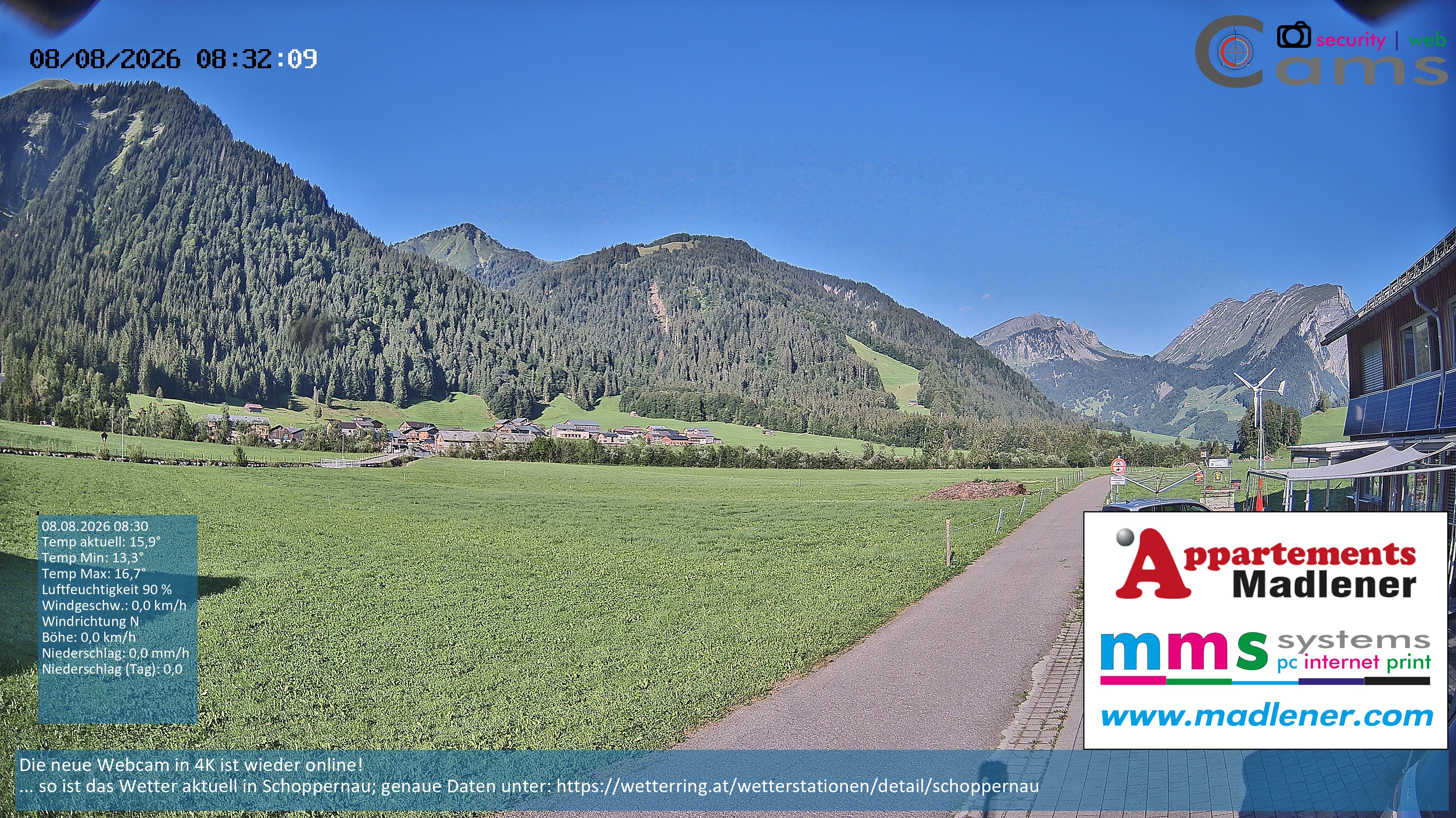 Archiv Foto Webcam Schoppernau Unterdorf im Bregenzerwald