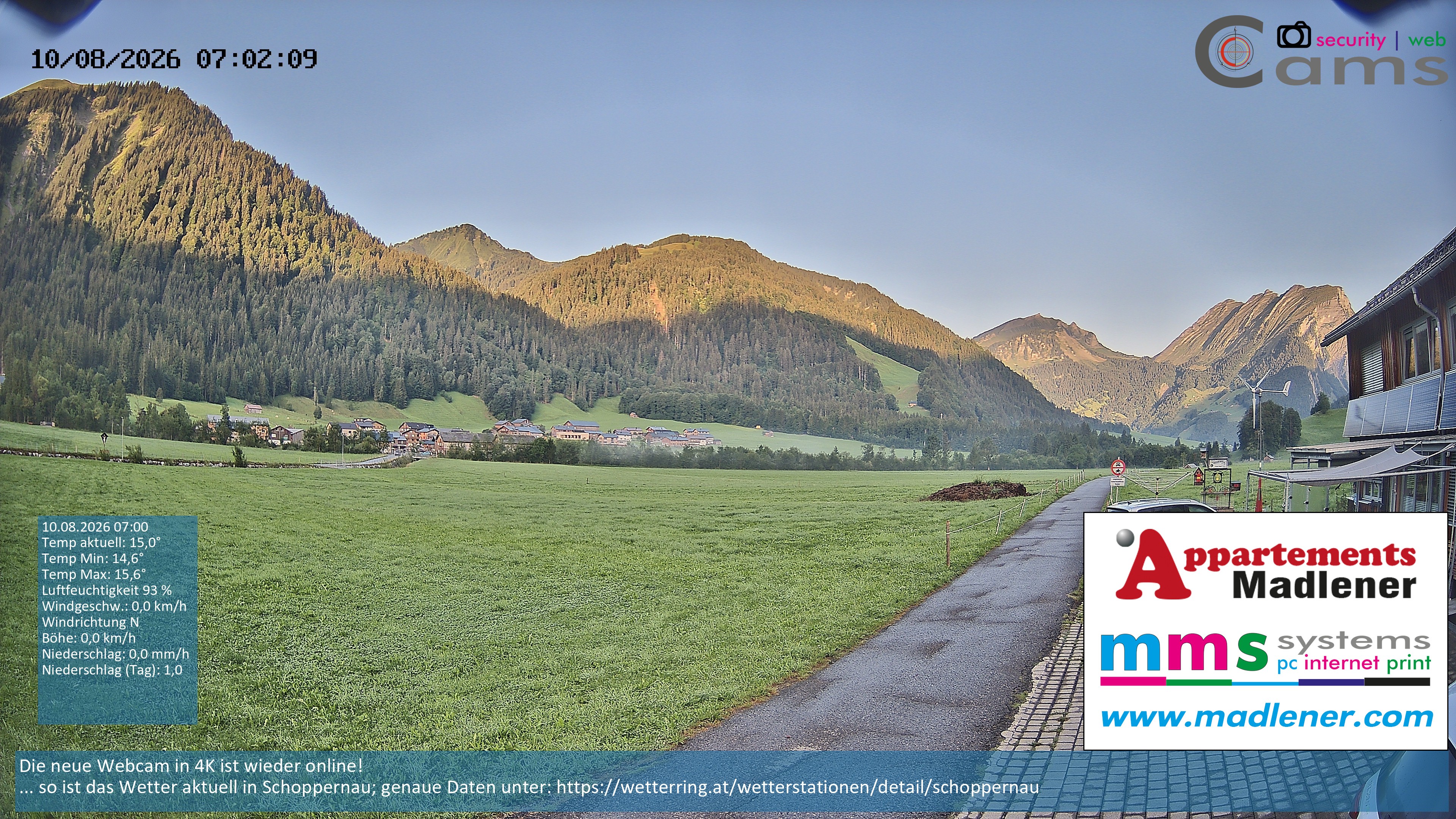 Archiv Foto Webcam Schoppernau Unterdorf im Bregenzerwald