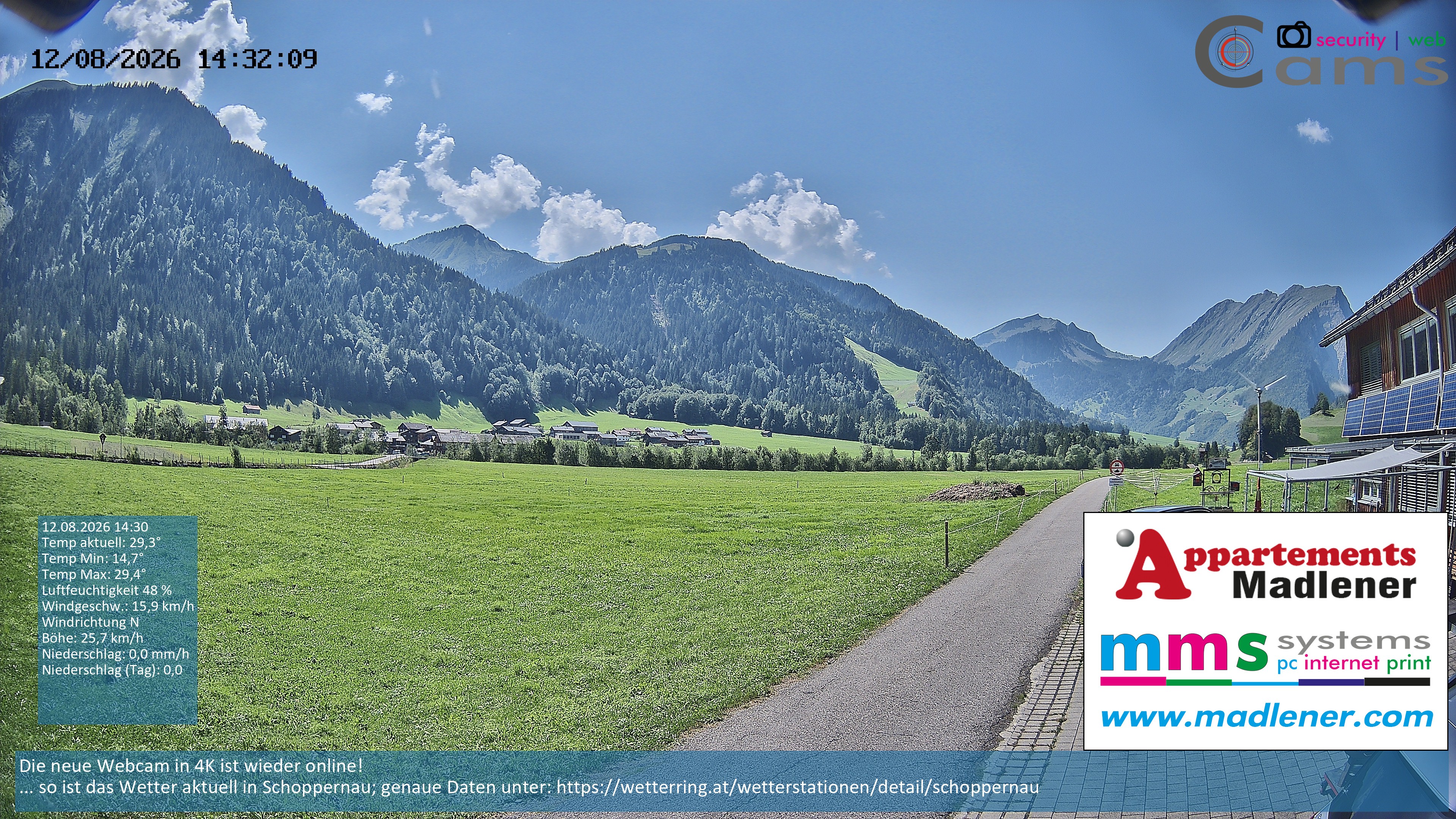 Archiv Foto Webcam Schoppernau Unterdorf im Bregenzerwald