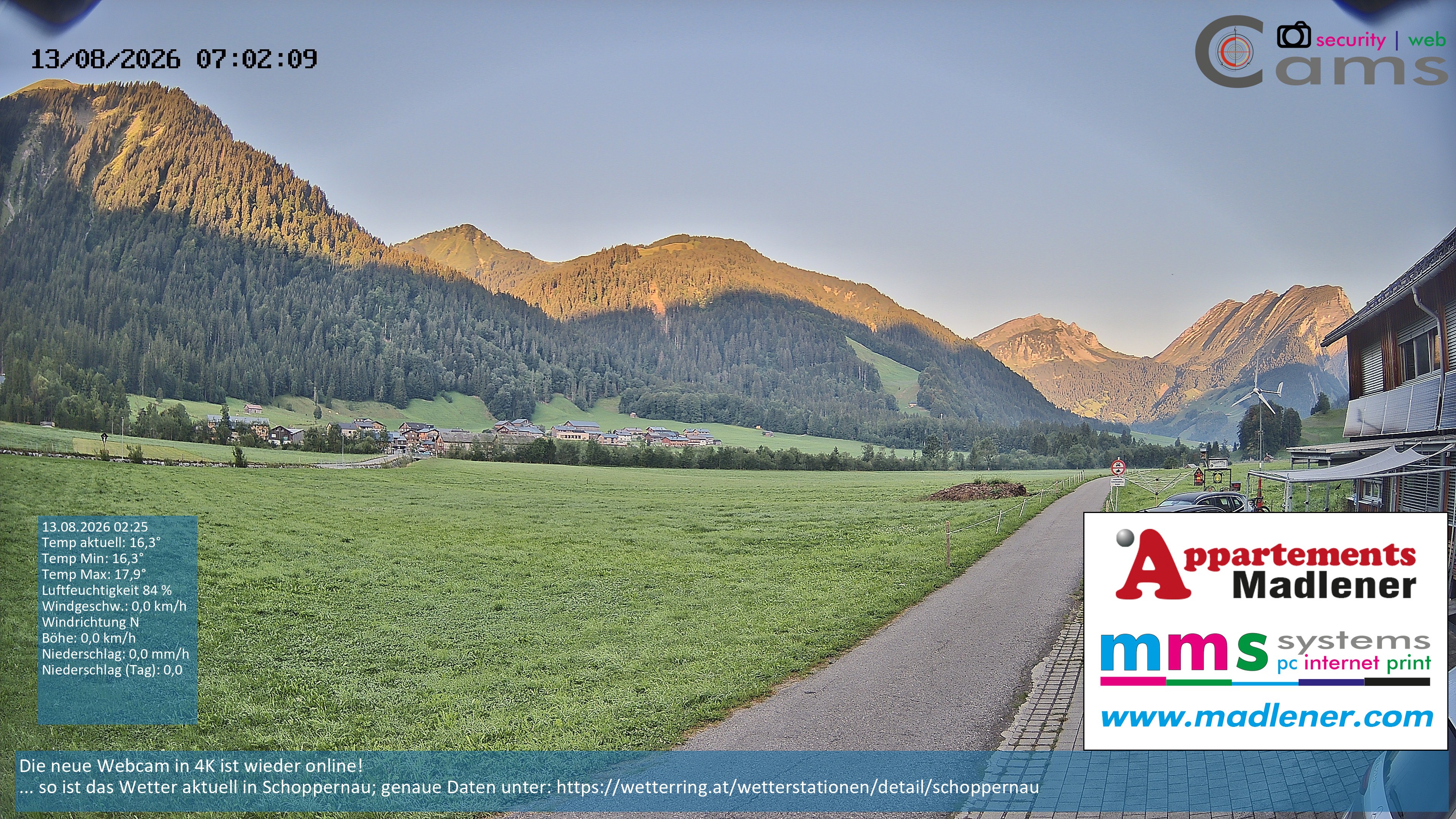 Archiv Foto Webcam Schoppernau Unterdorf im Bregenzerwald