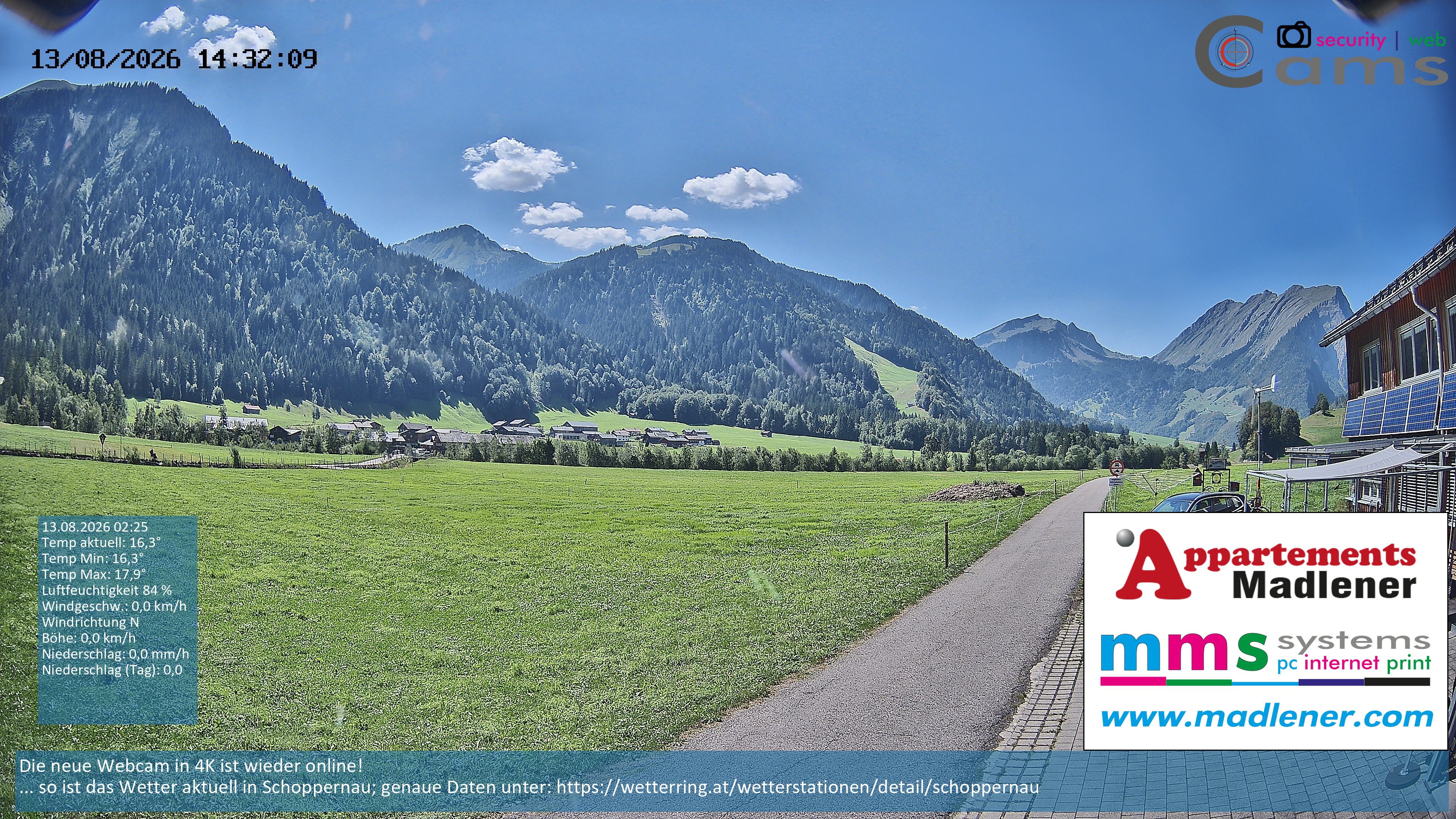 Archiv Foto Webcam Schoppernau Unterdorf im Bregenzerwald