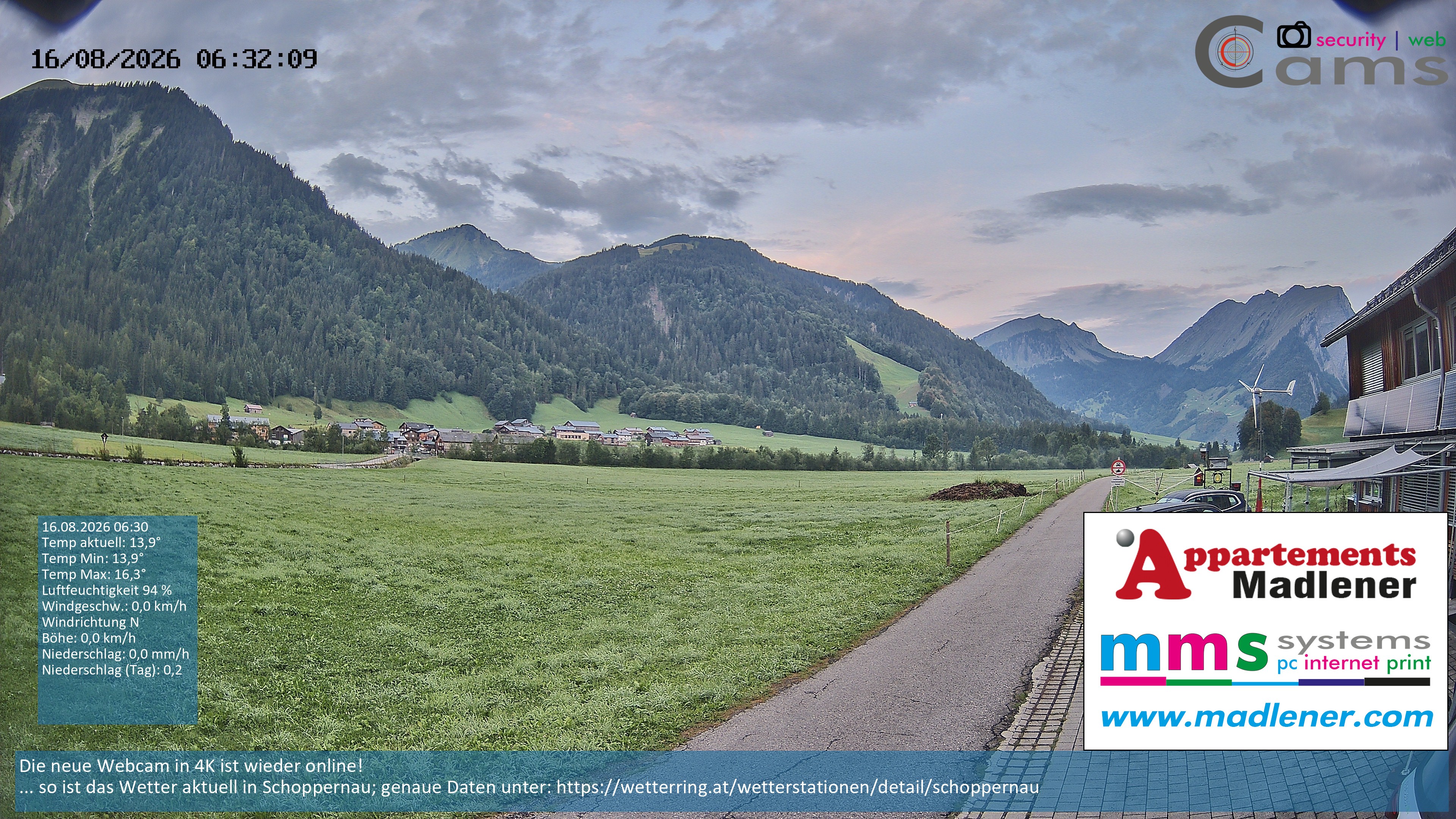 Archiv Foto Webcam Schoppernau Unterdorf im Bregenzerwald