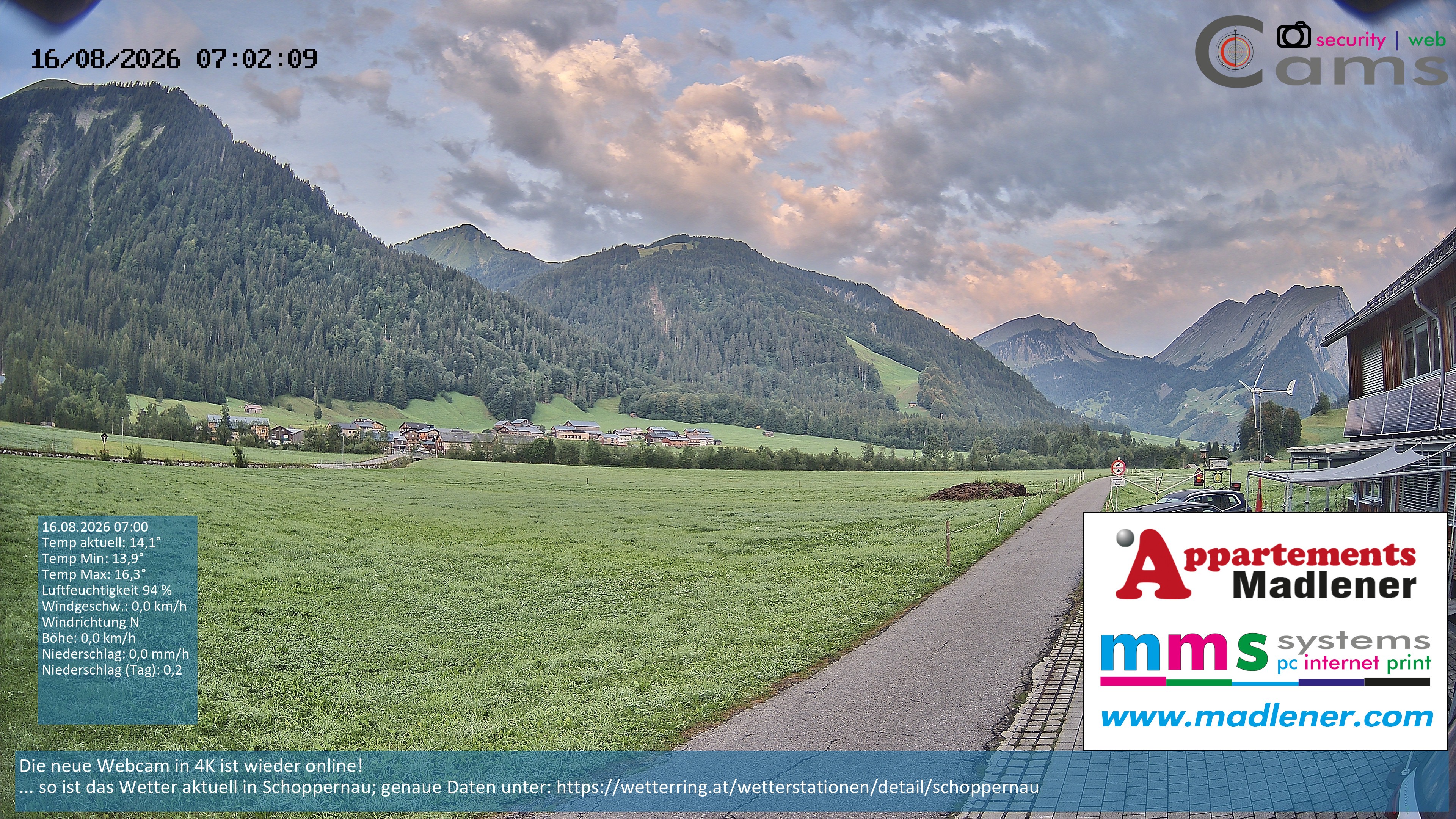 Archiv Foto Webcam Schoppernau Unterdorf im Bregenzerwald