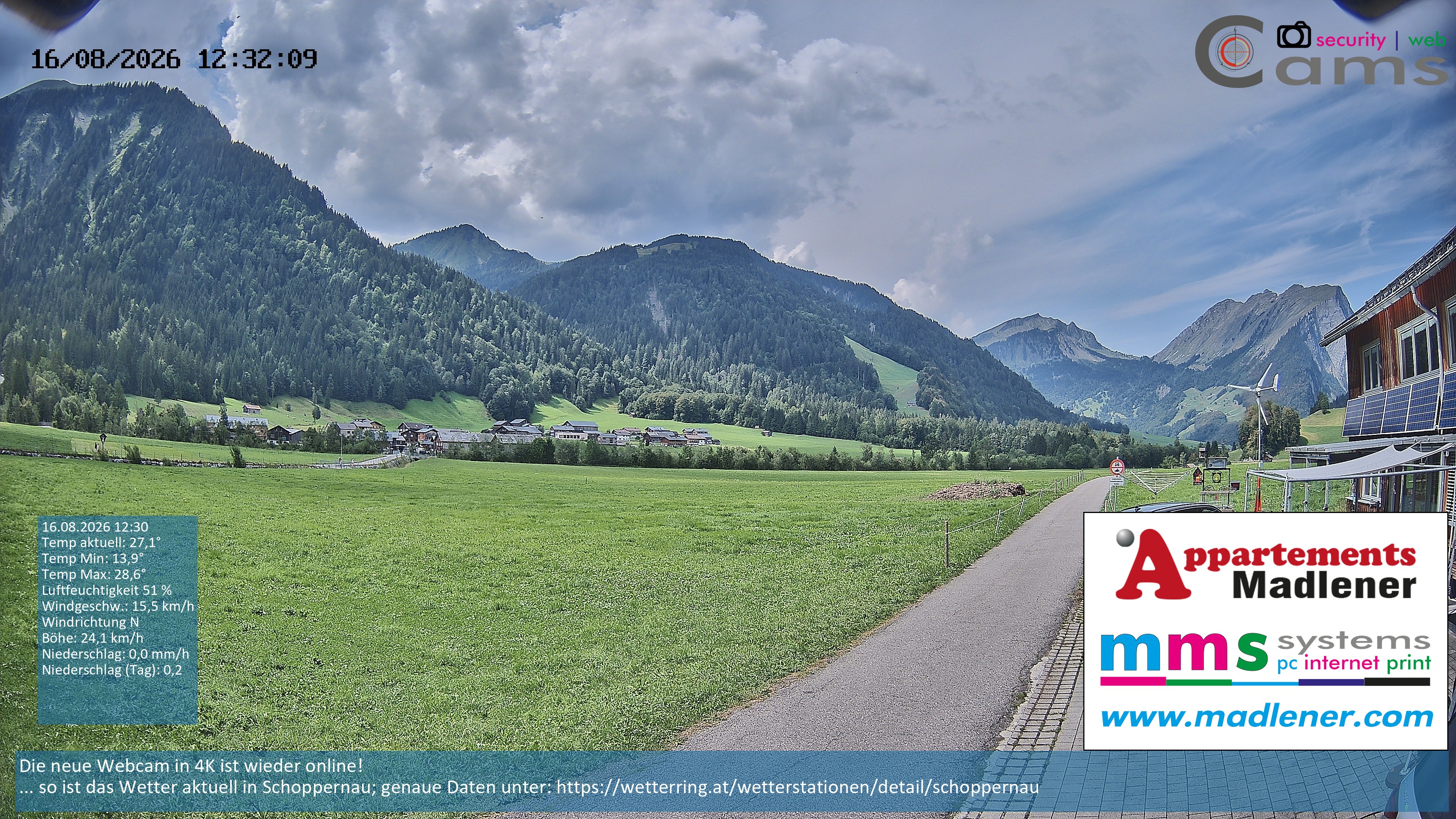 Archiv Foto Webcam Schoppernau Unterdorf im Bregenzerwald