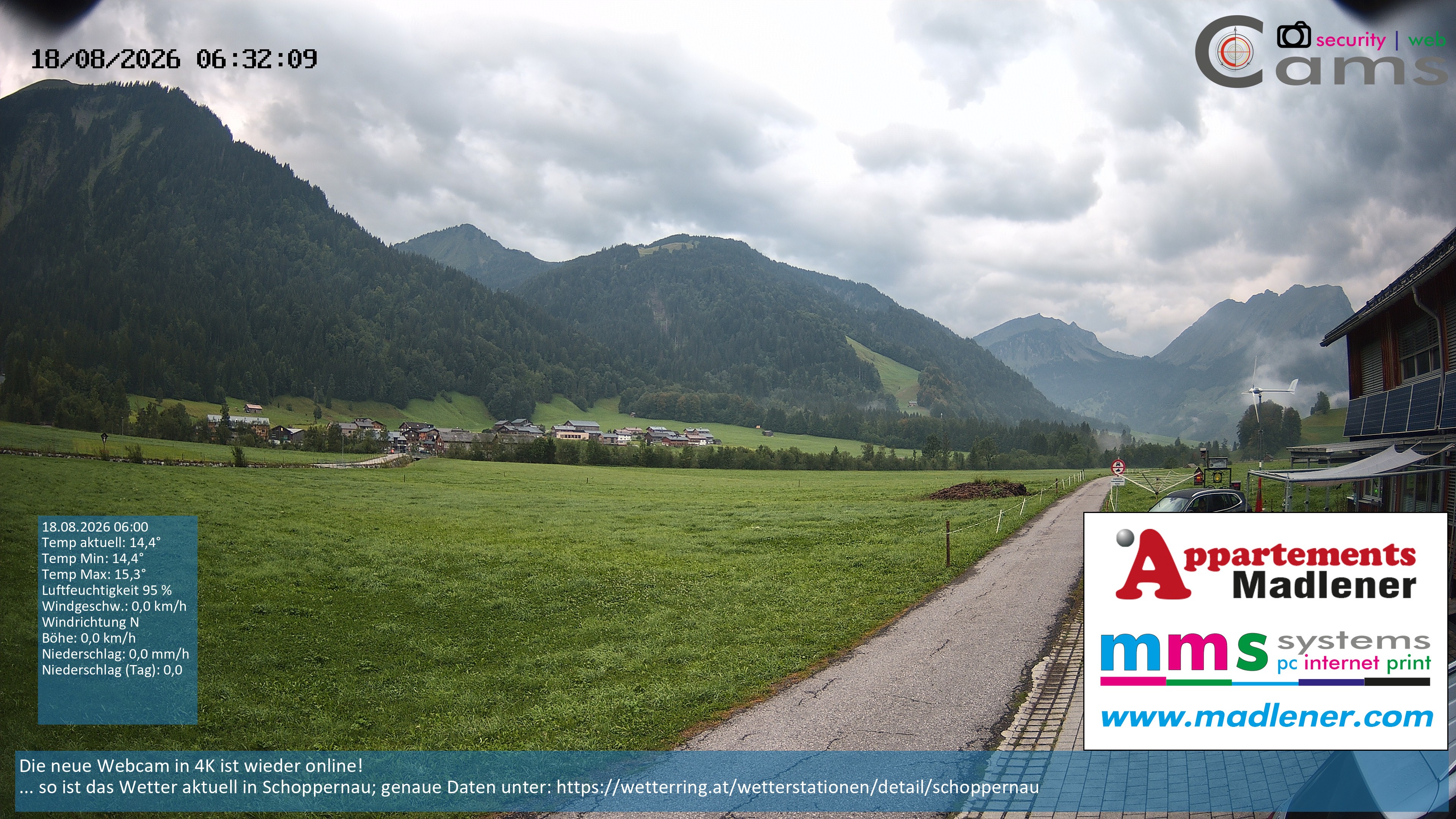 Archived image Webcam Schoppernau lower valley in the Bregenzerwald