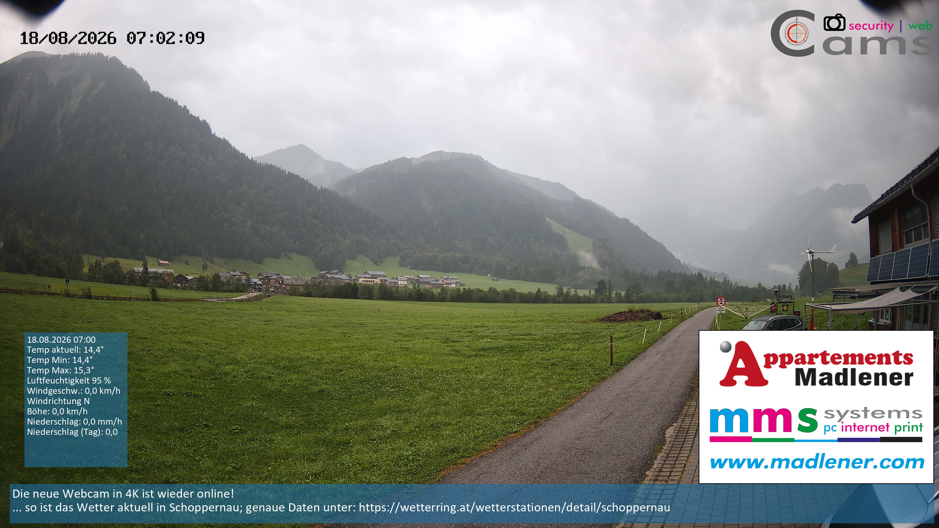 Archived image Webcam Schoppernau lower valley in the Bregenzerwald