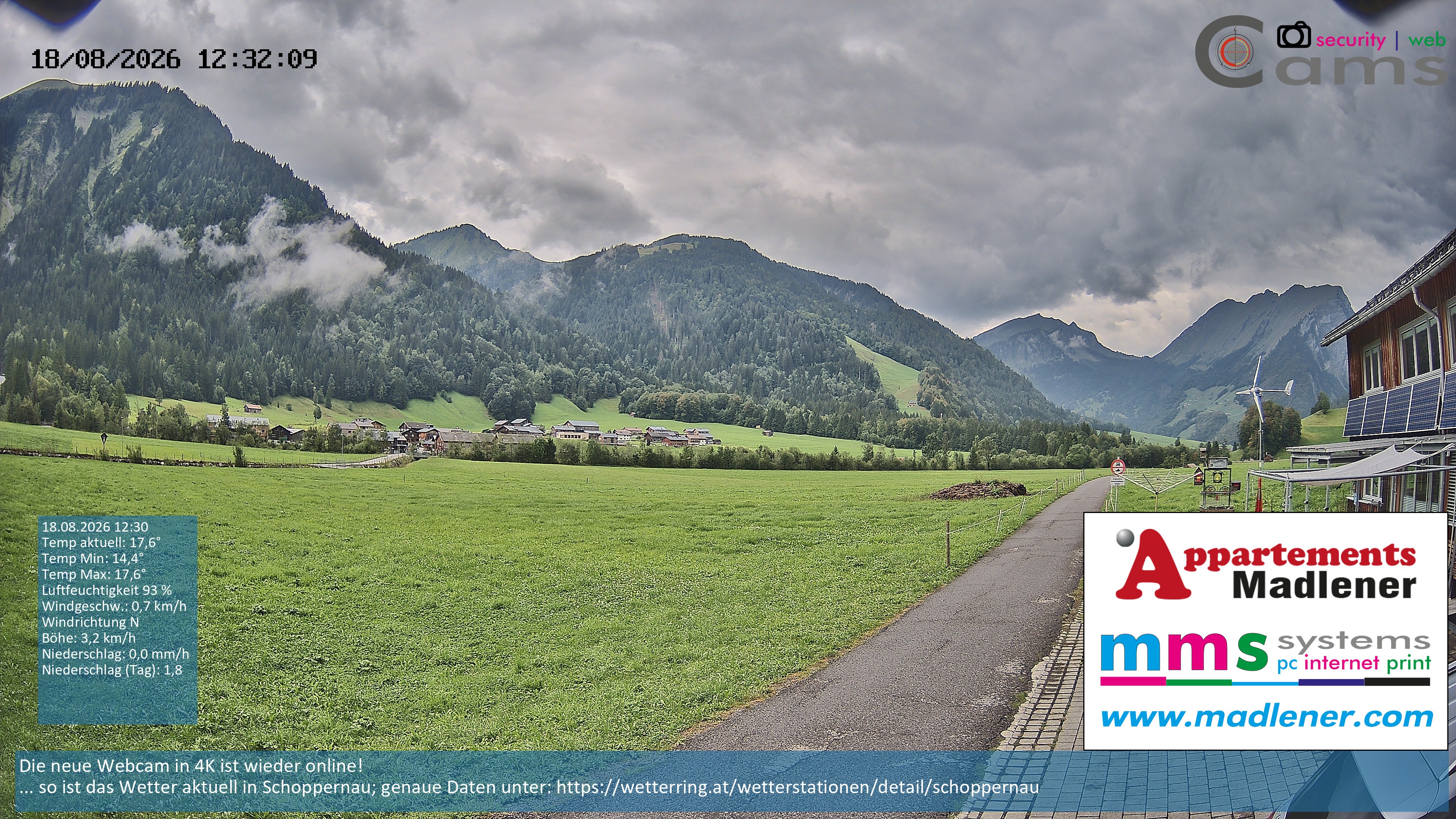 Archived image Webcam Schoppernau lower valley in the Bregenzerwald