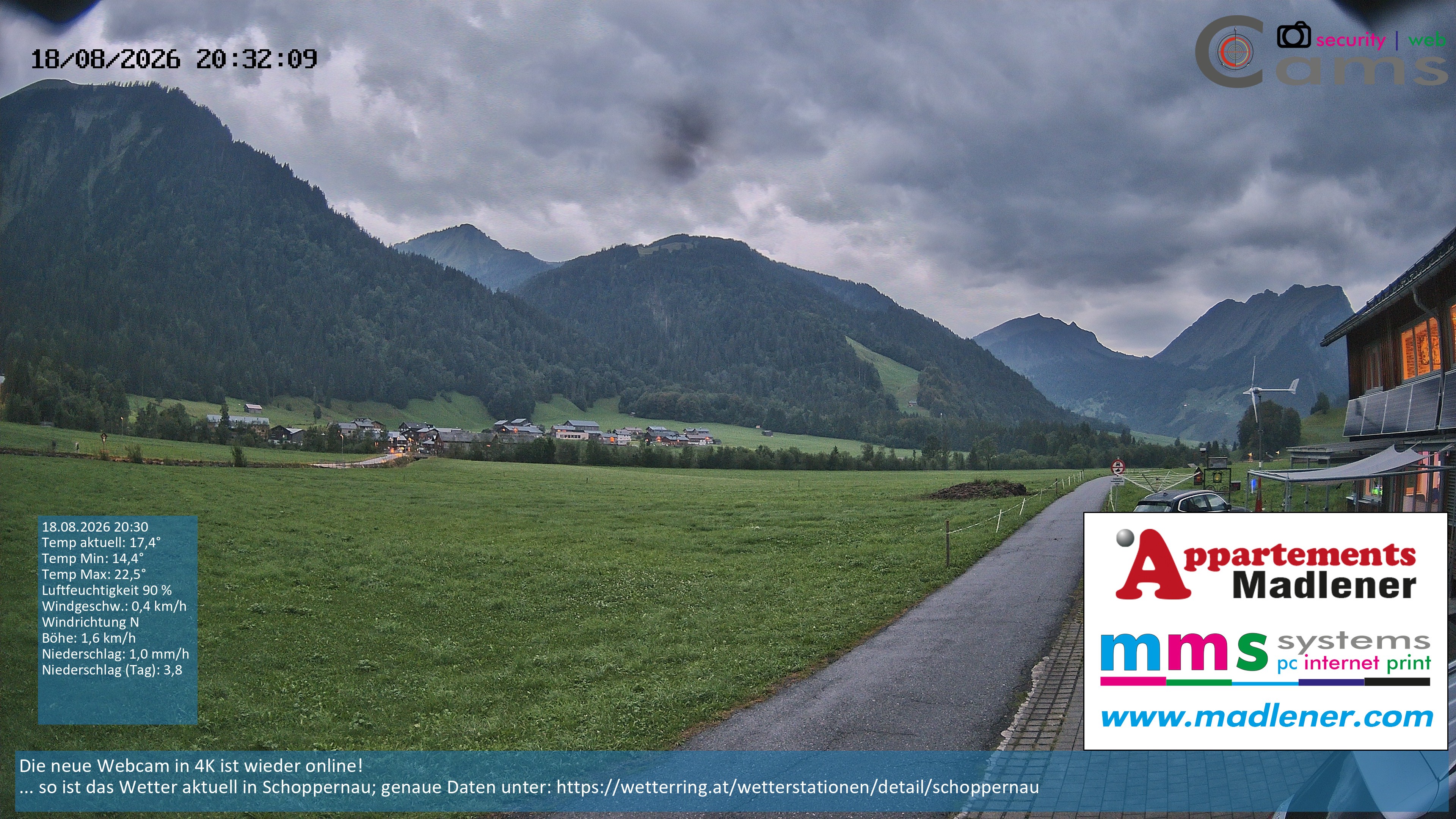 Archiv Foto Webcam Schoppernau Unterdorf im Bregenzerwald